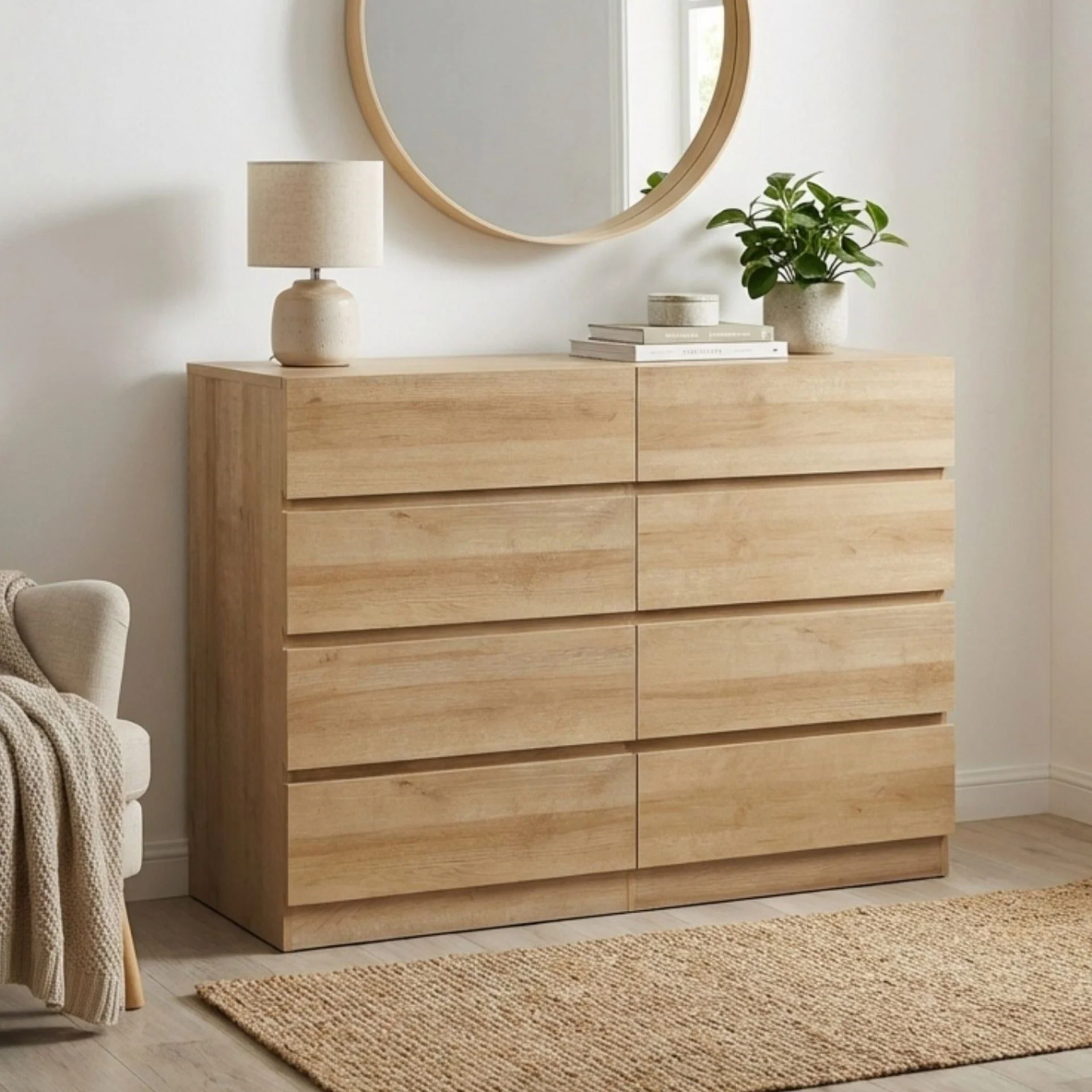 Harris 8 Drawers Low Boy - Oak - Image 4