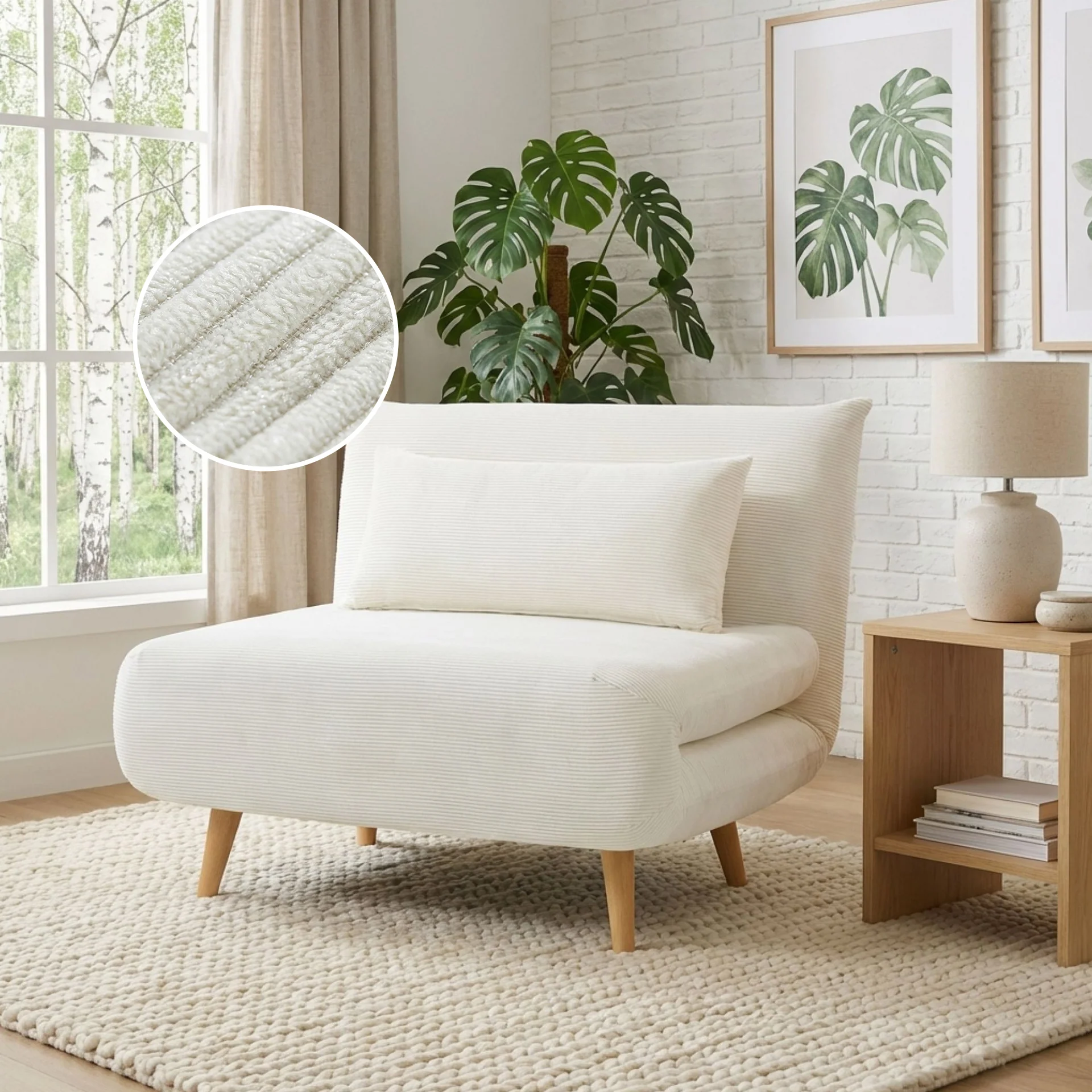 Hastings 1 Seater Fold-Out Sofa Bed - Beige - Image 5