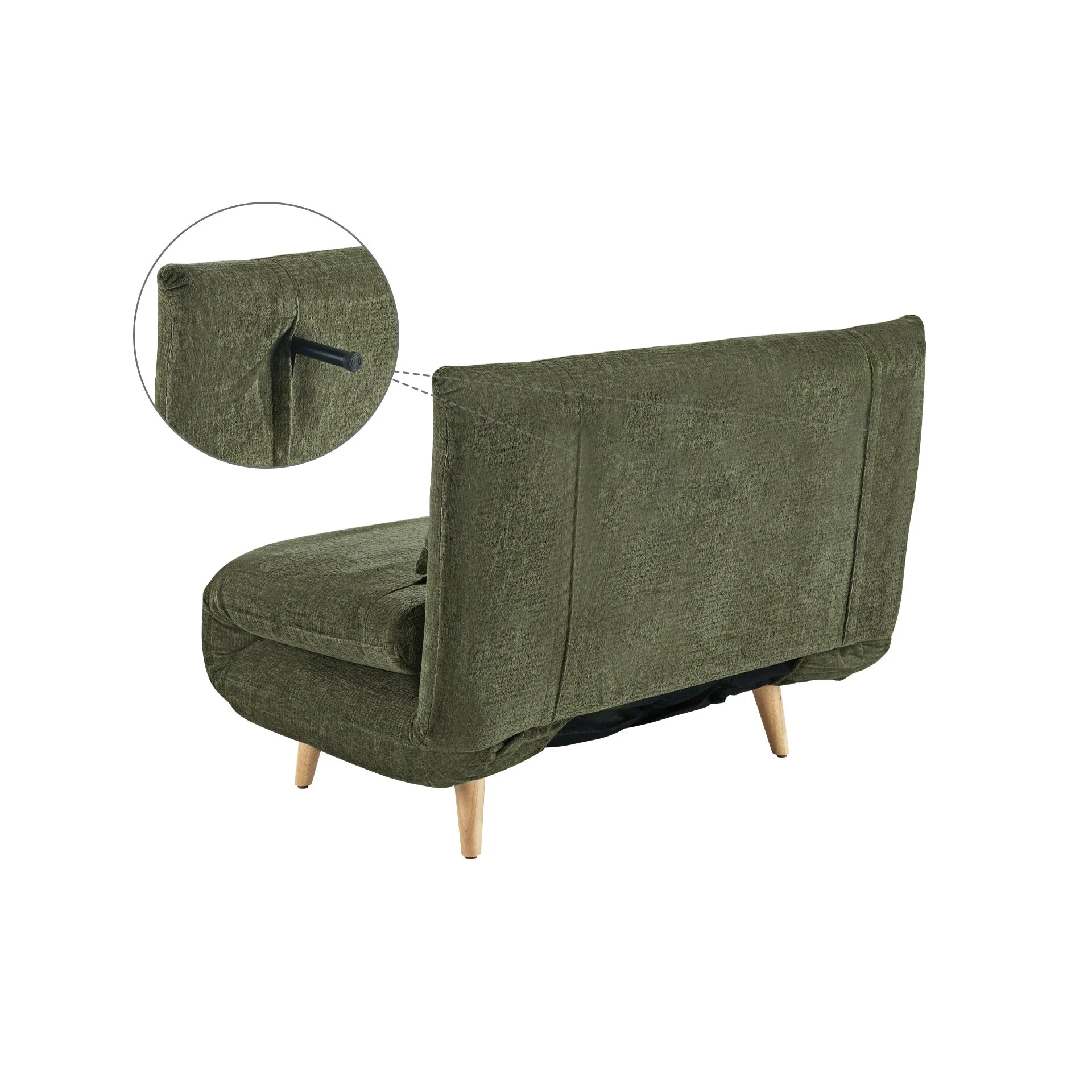 Hastings 1 Seater Fold-Out Sofa Bed - Green - Image 11