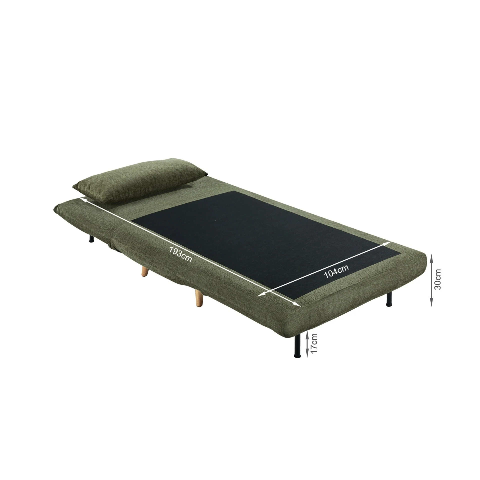 Hastings 1 Seater Fold-Out Sofa Bed - Green - Image 17