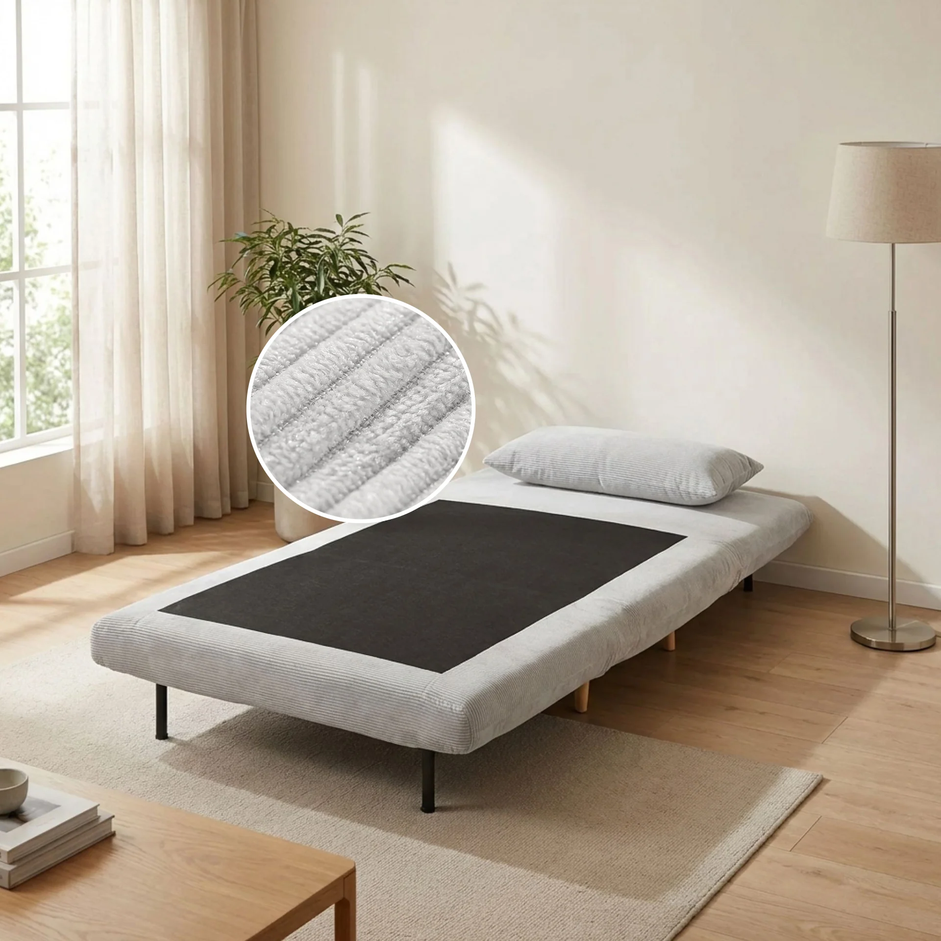 Hastings 1 Seater Fold-Out Sofa Bed - Grey - Image 2