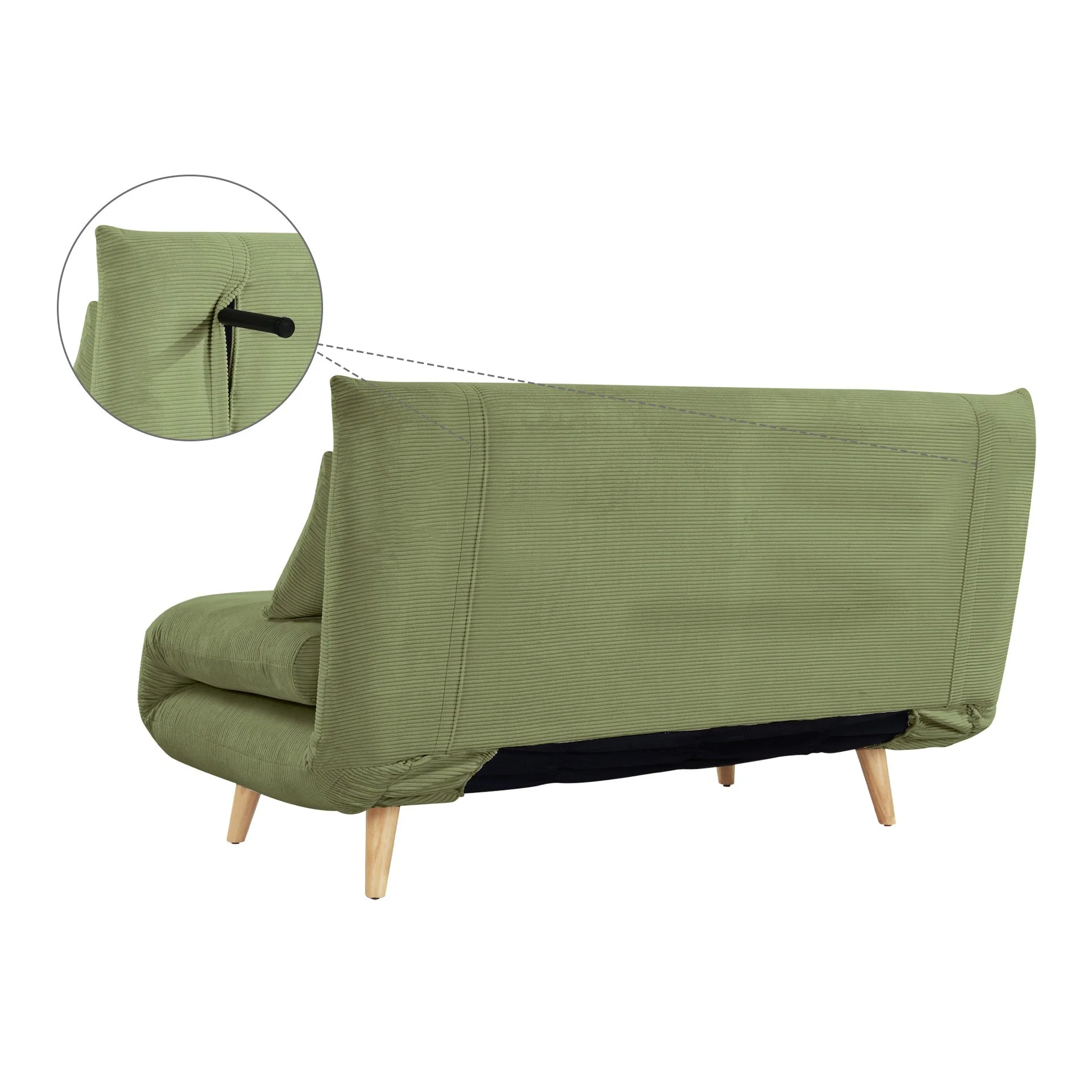 Hastings 2 Seater Fold-Out Sofa Bed - Olive - Image 16