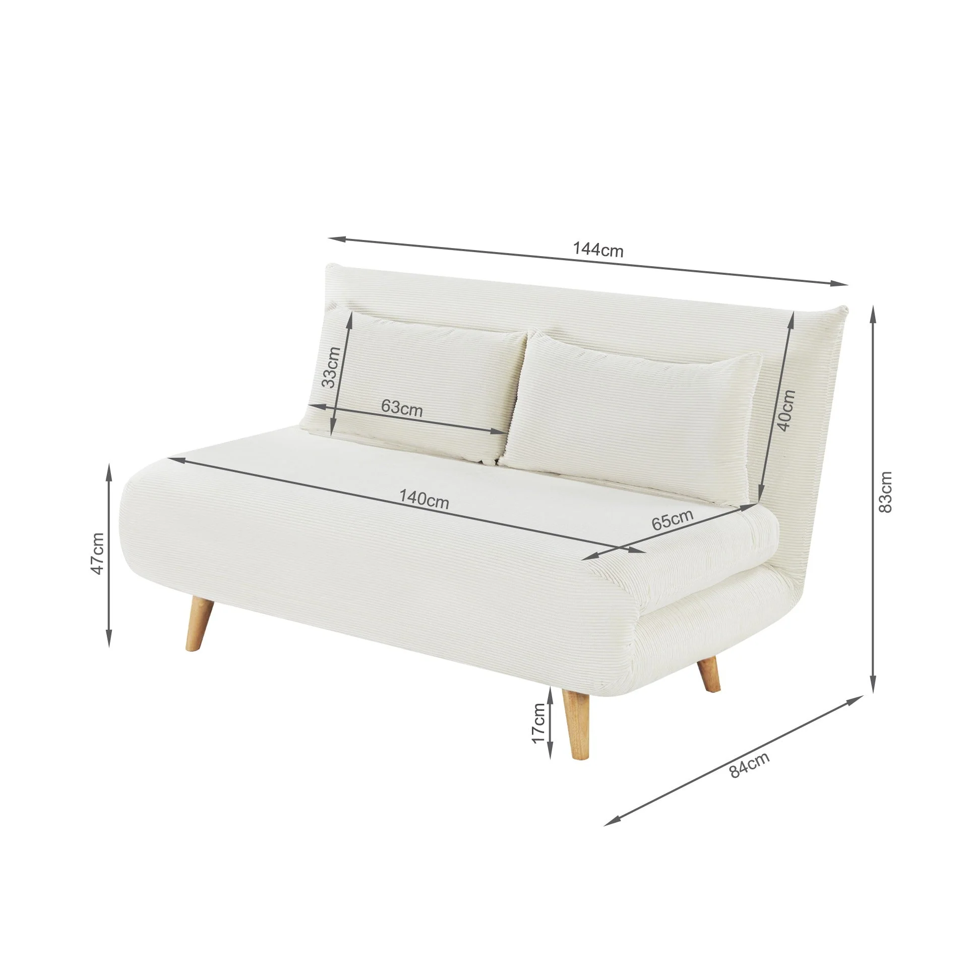 Hastings 2 Seater Fold-Out Sofa Bed - Beige - Image 17