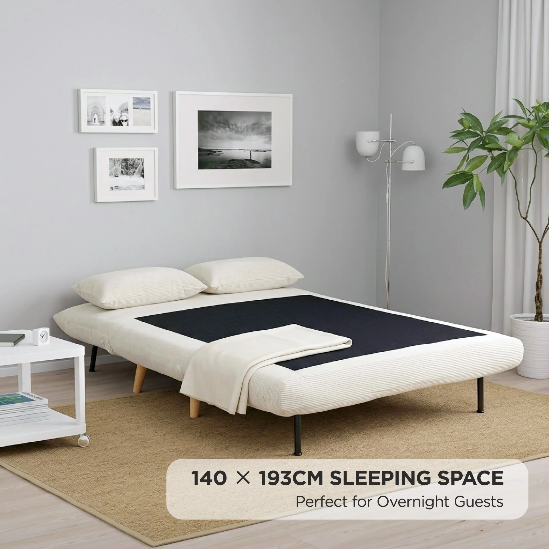 Hastings 2 Seater Fold-Out Sofa Bed - Beige - Image 3