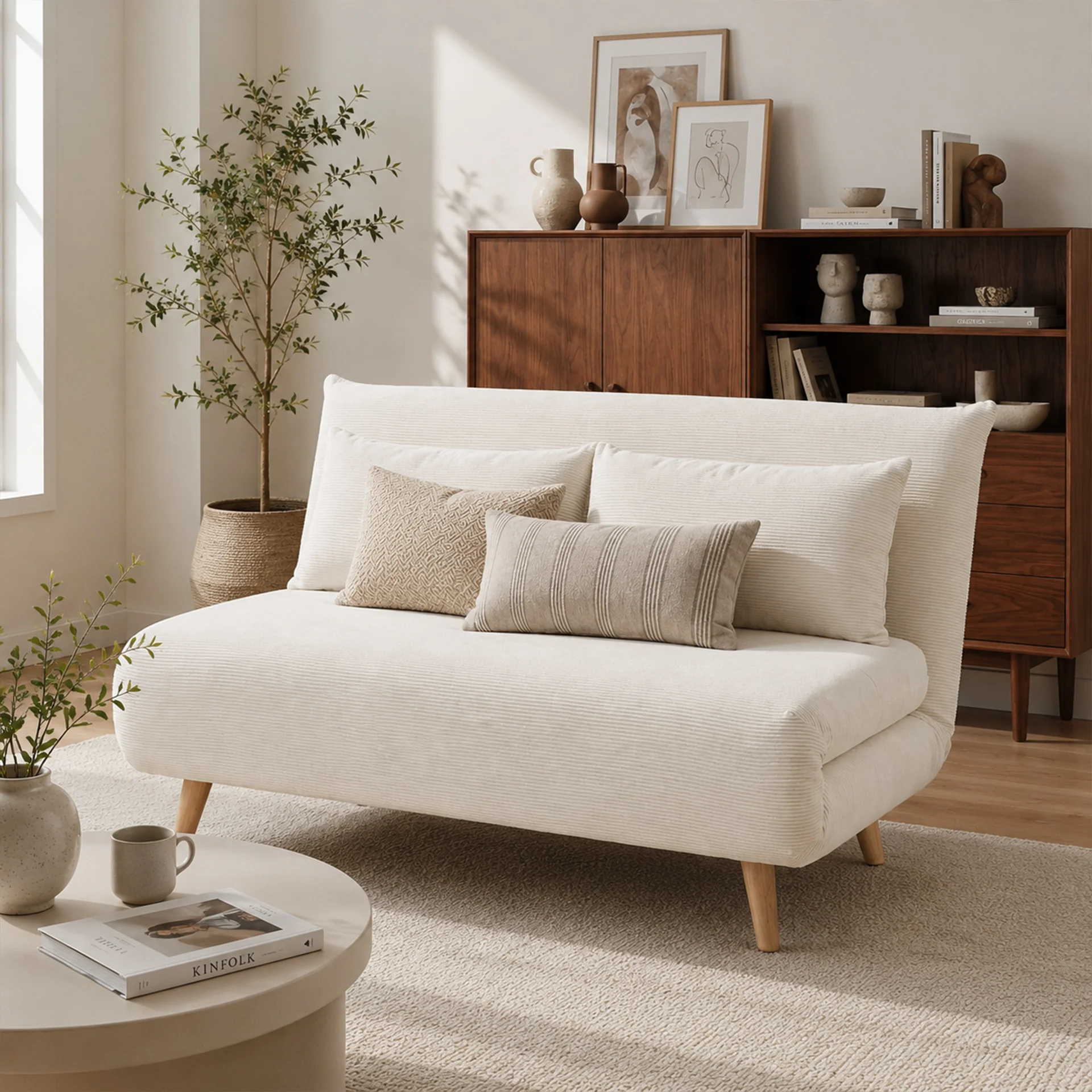 Hastings 2 Seater Fold-Out Sofa Bed - Beige - Image 7