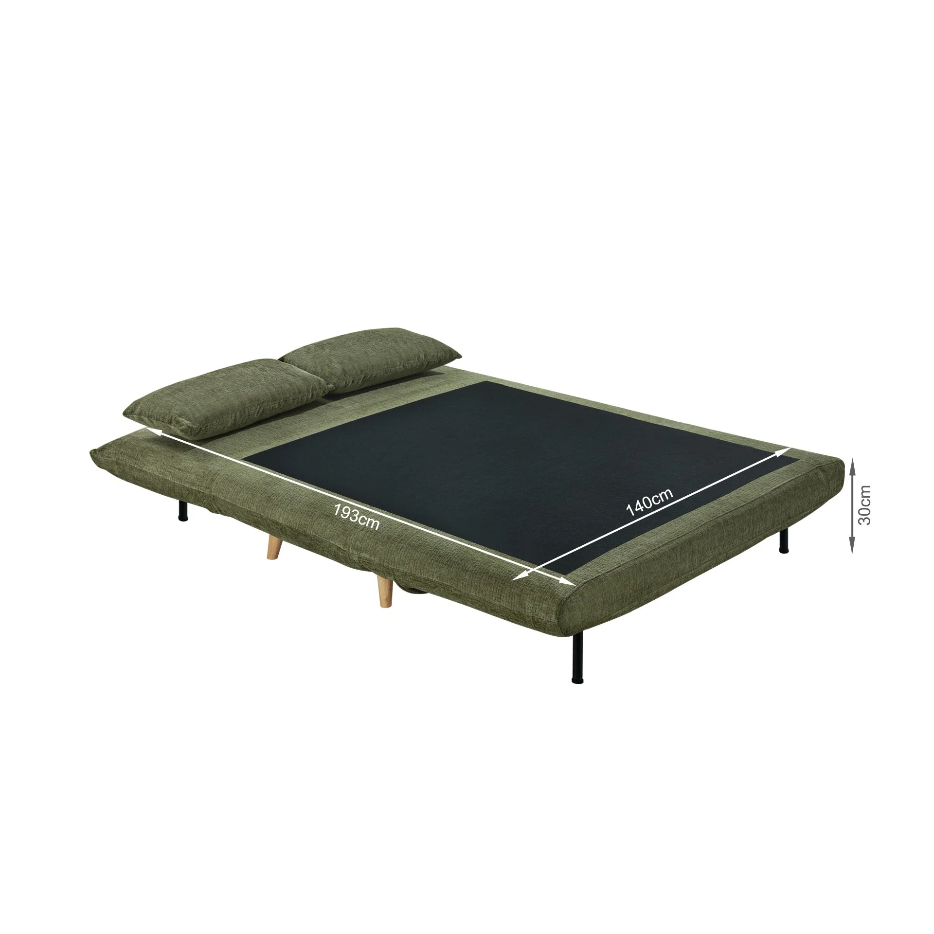 Hastings 2 Seater Fold-Out Sofa Bed - Green - Image 16