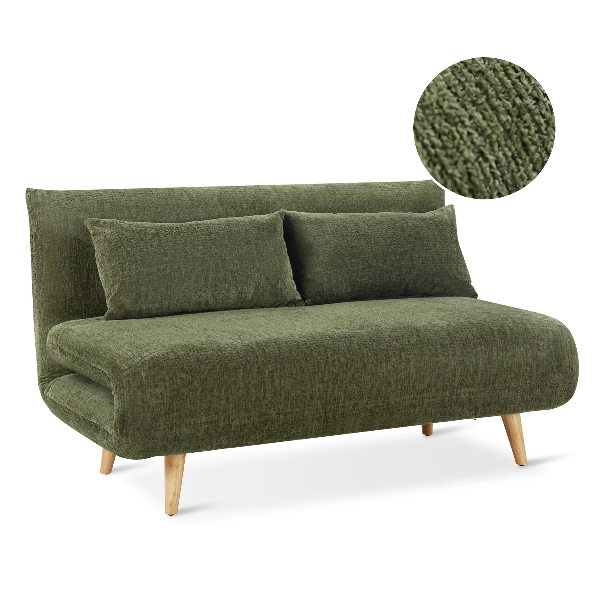 Hastings 2 Seater Fold-Out Sofa Bed - Green - Image 7