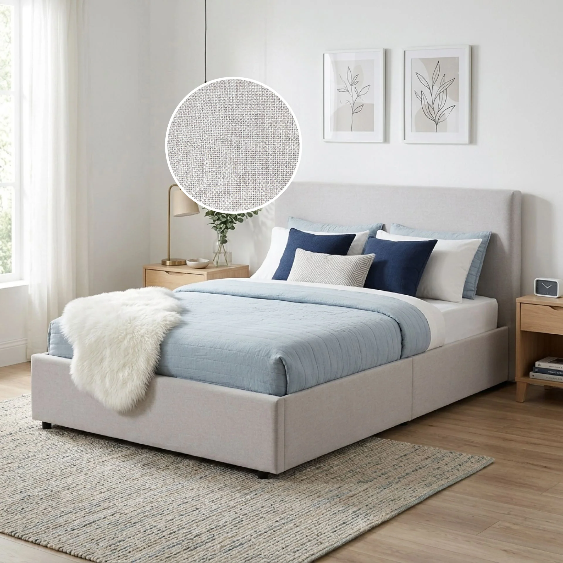 Hauora Double Gas Lift Bed Frame - Beige - Image 2