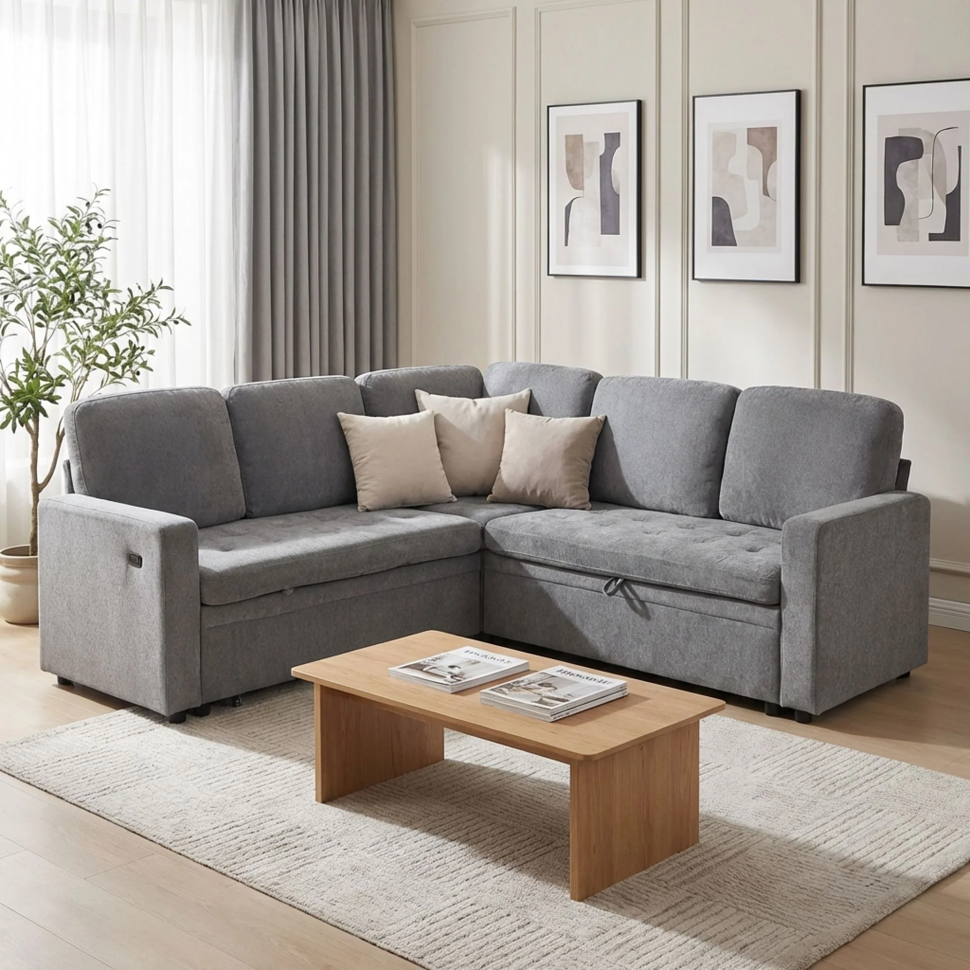 Haven L-Shaped Sofa Bed with Storage - Dark Grey