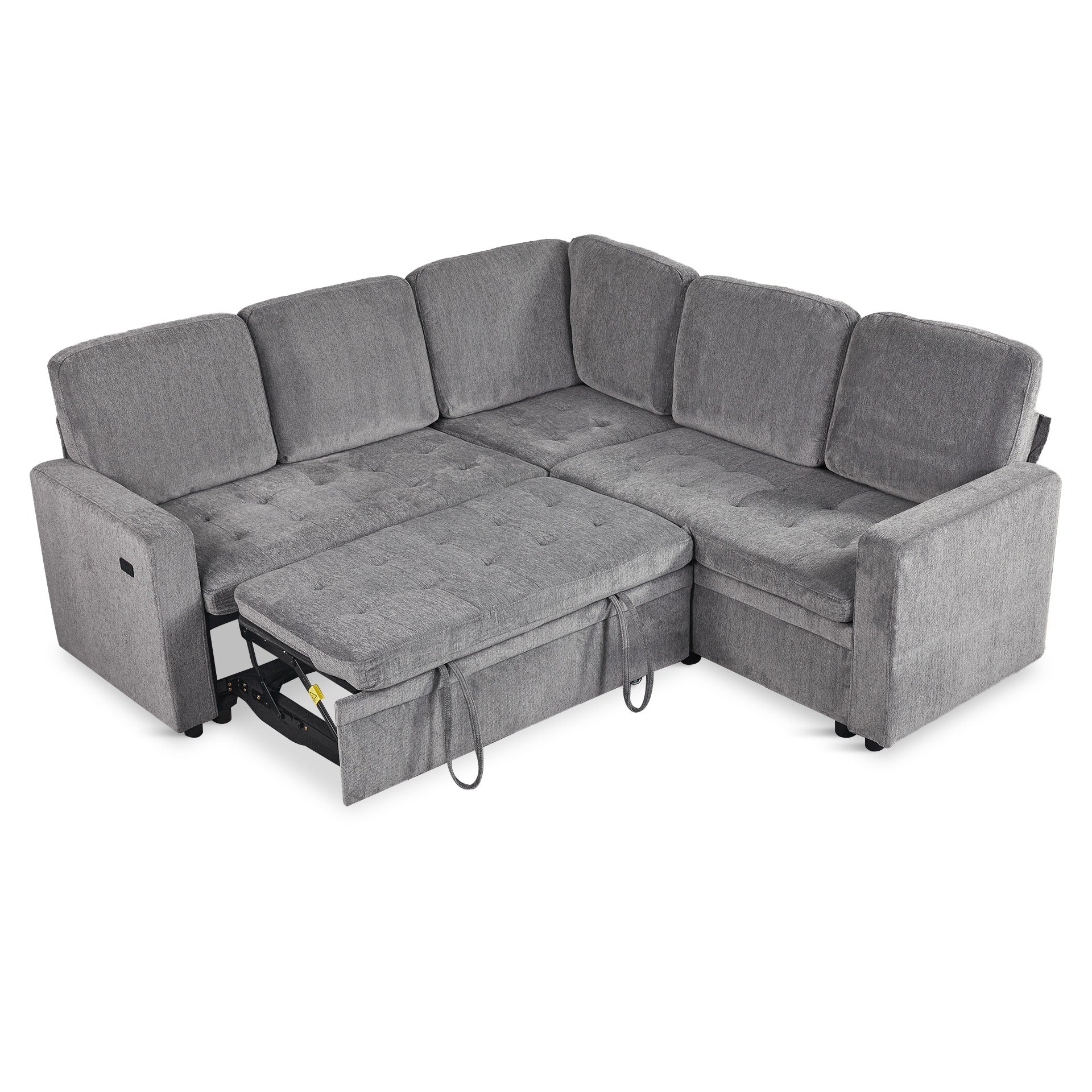 Haven L-Shaped Sofa Bed with Storage - Dark Grey - Image 11