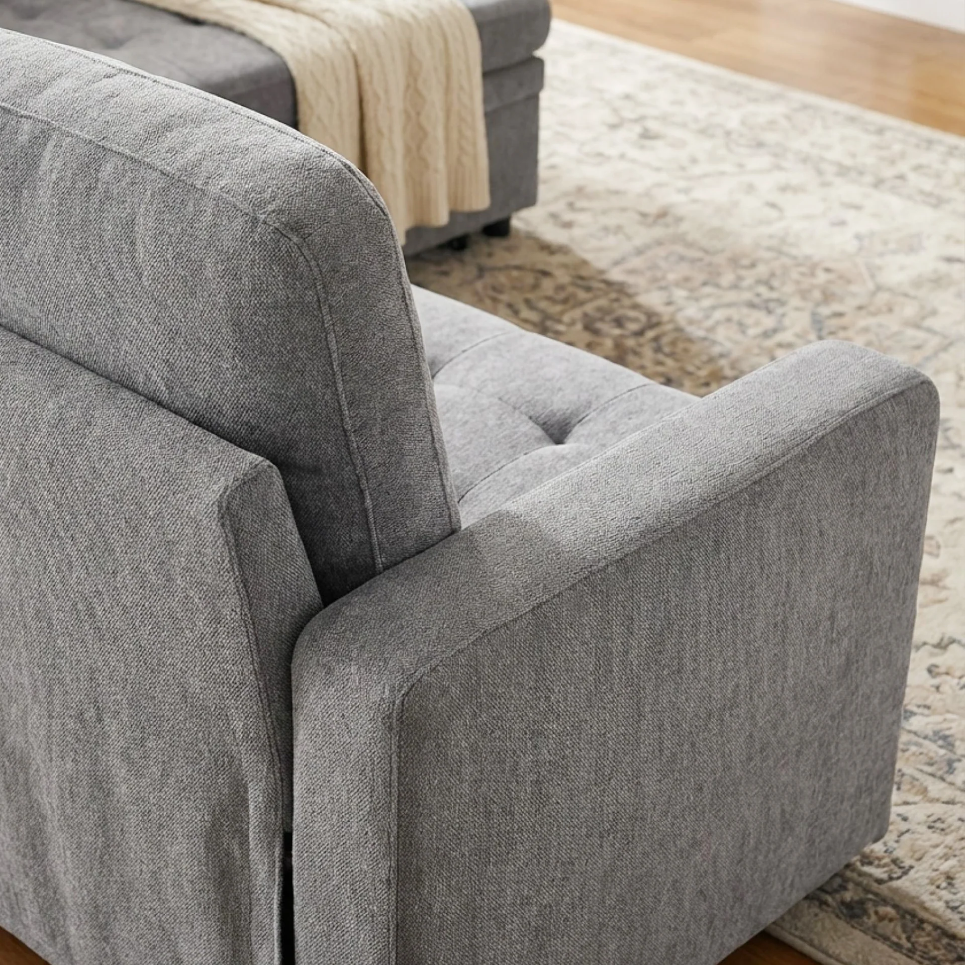 Haven L-Shaped Sofa Bed with Storage - Dark Grey - Image 5