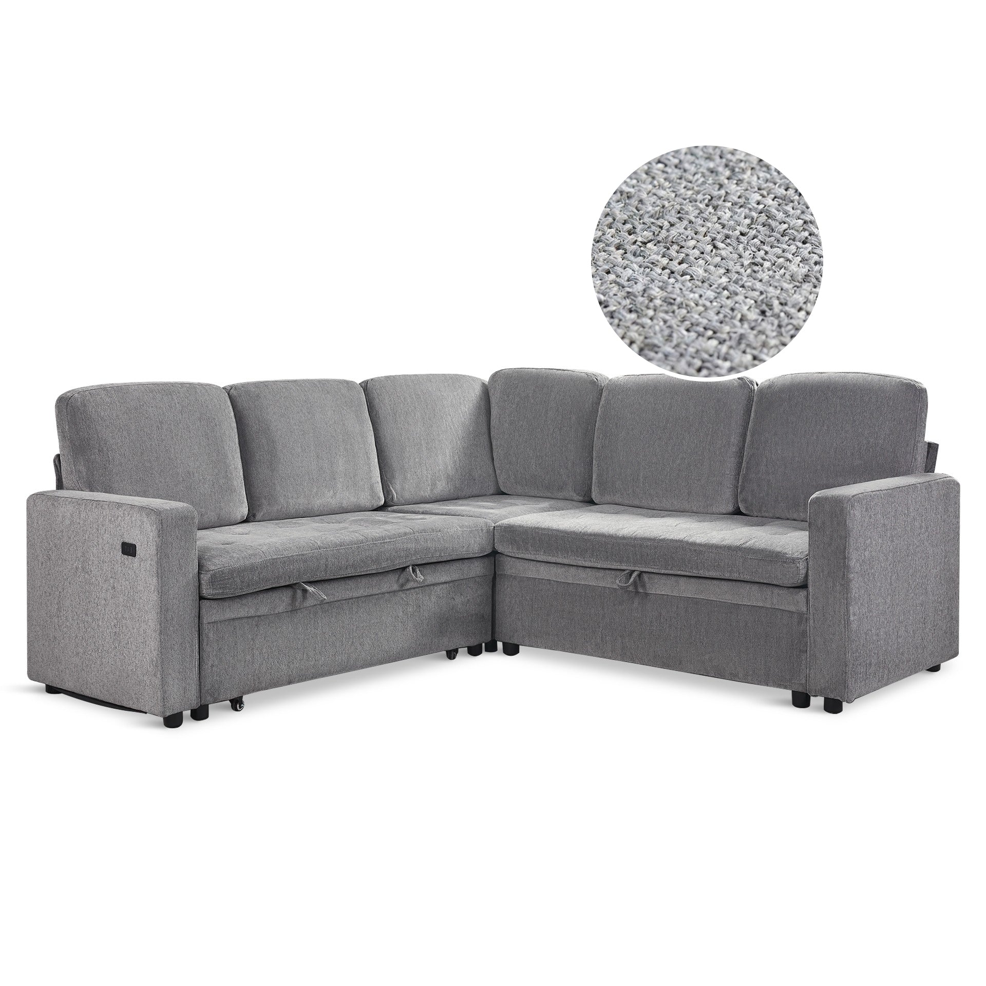 Haven L-Shaped Sofa Bed with Storage - Dark Grey - Image 7