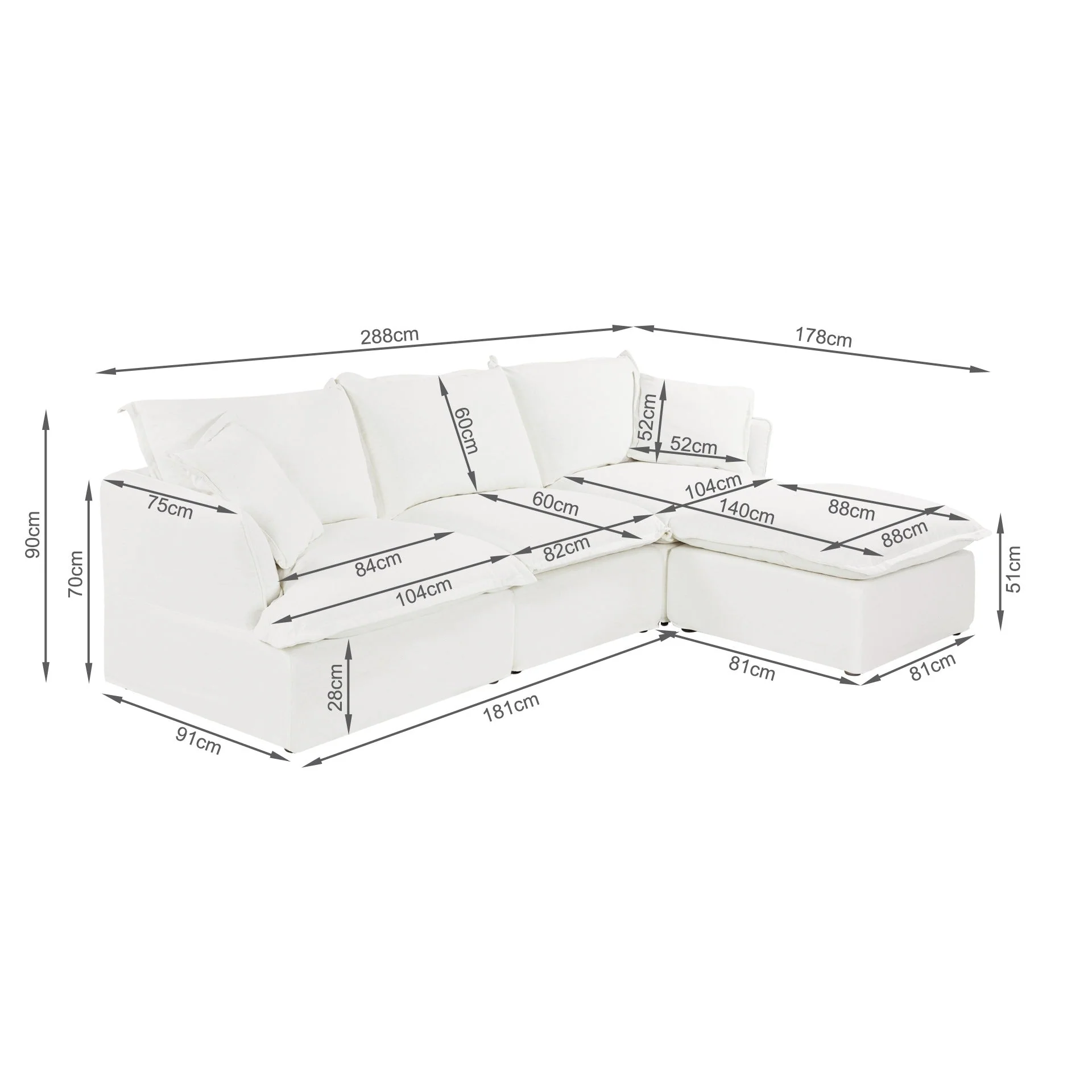 Haworth Modular Sofa - Linen Cream - Image 16
