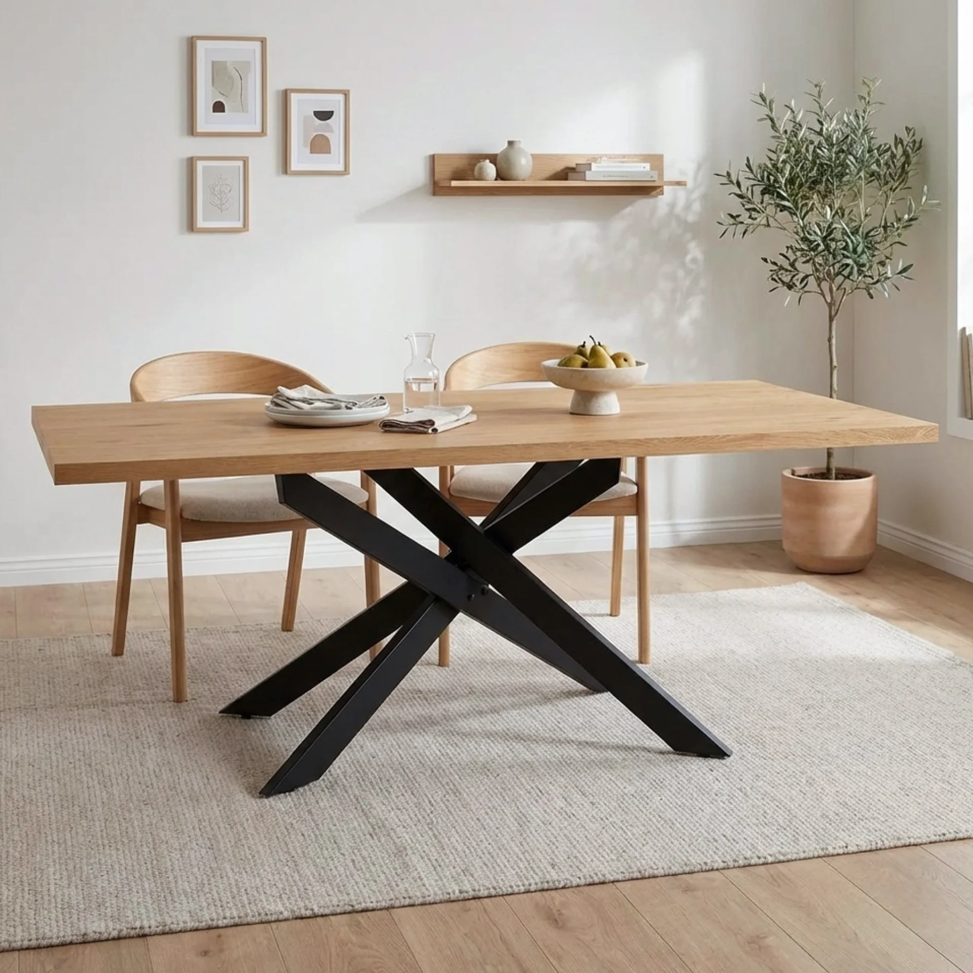 Hayden Rectangle Dining Table 200 x 95cm - Oak - Image 2