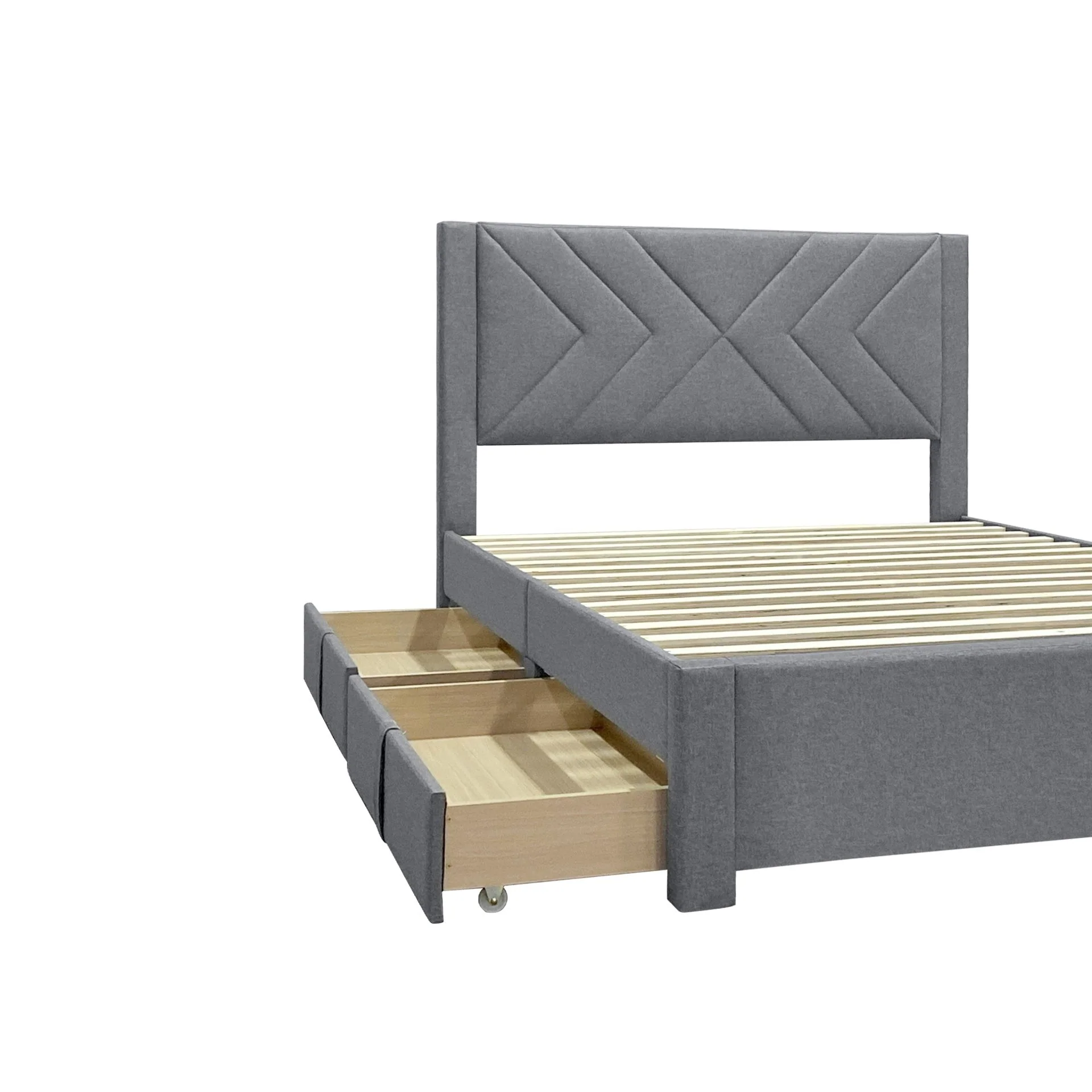 Haydon Double Fabric Bed Frame with 4 Drawers - Light Grey - Image 12