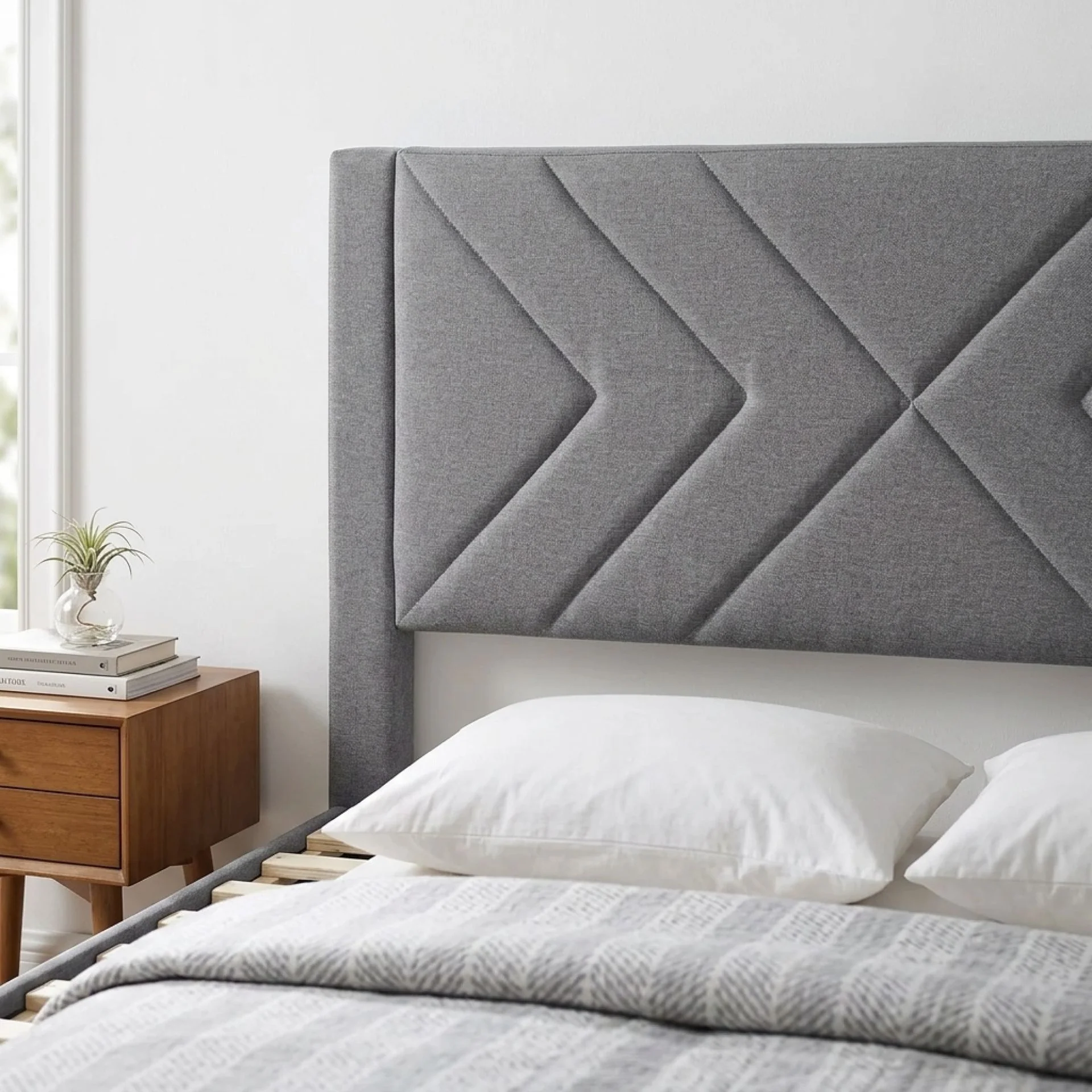 Haydon Double Fabric Bed Frame with 4 Drawers - Light Grey - Image 6