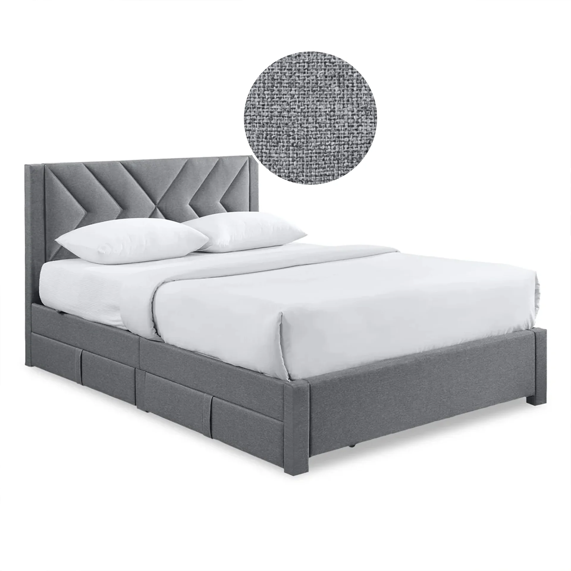 Haydon Double Fabric Bed Frame with 4 Drawers - Light Grey - Image 8