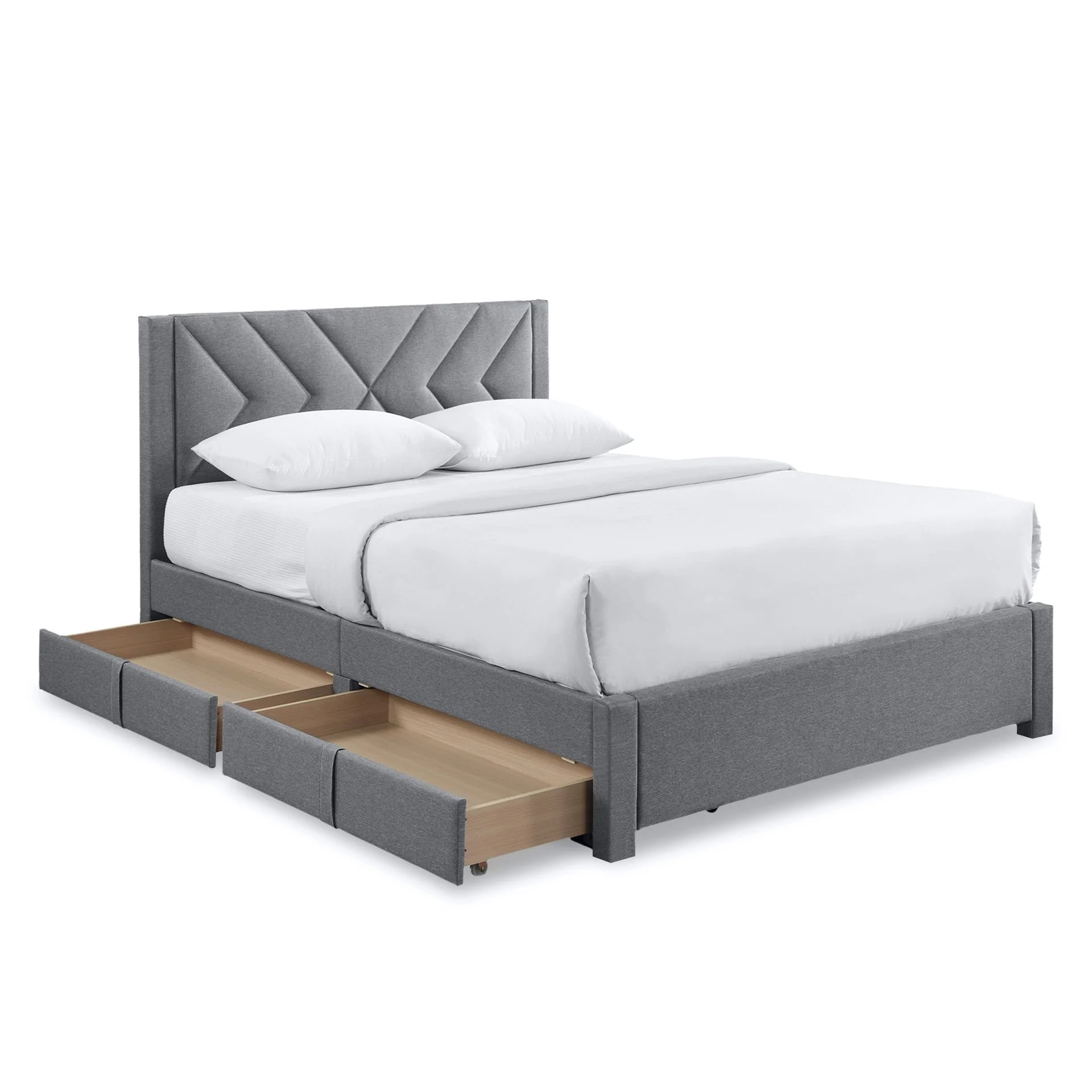 Haydon Double Fabric Bed Frame with 4 Drawers - Light Grey - Image 9