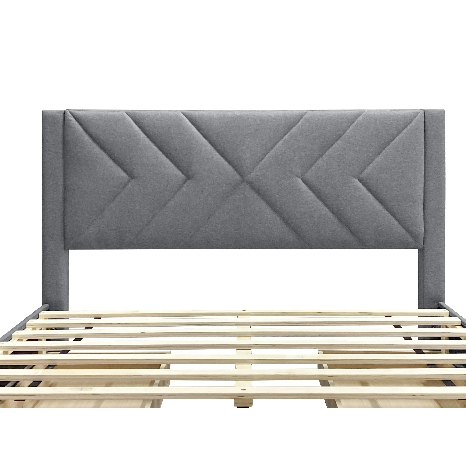 Haydon Queen Fabric Bed Frame with 4 Drawers - Light Grey - Image 9