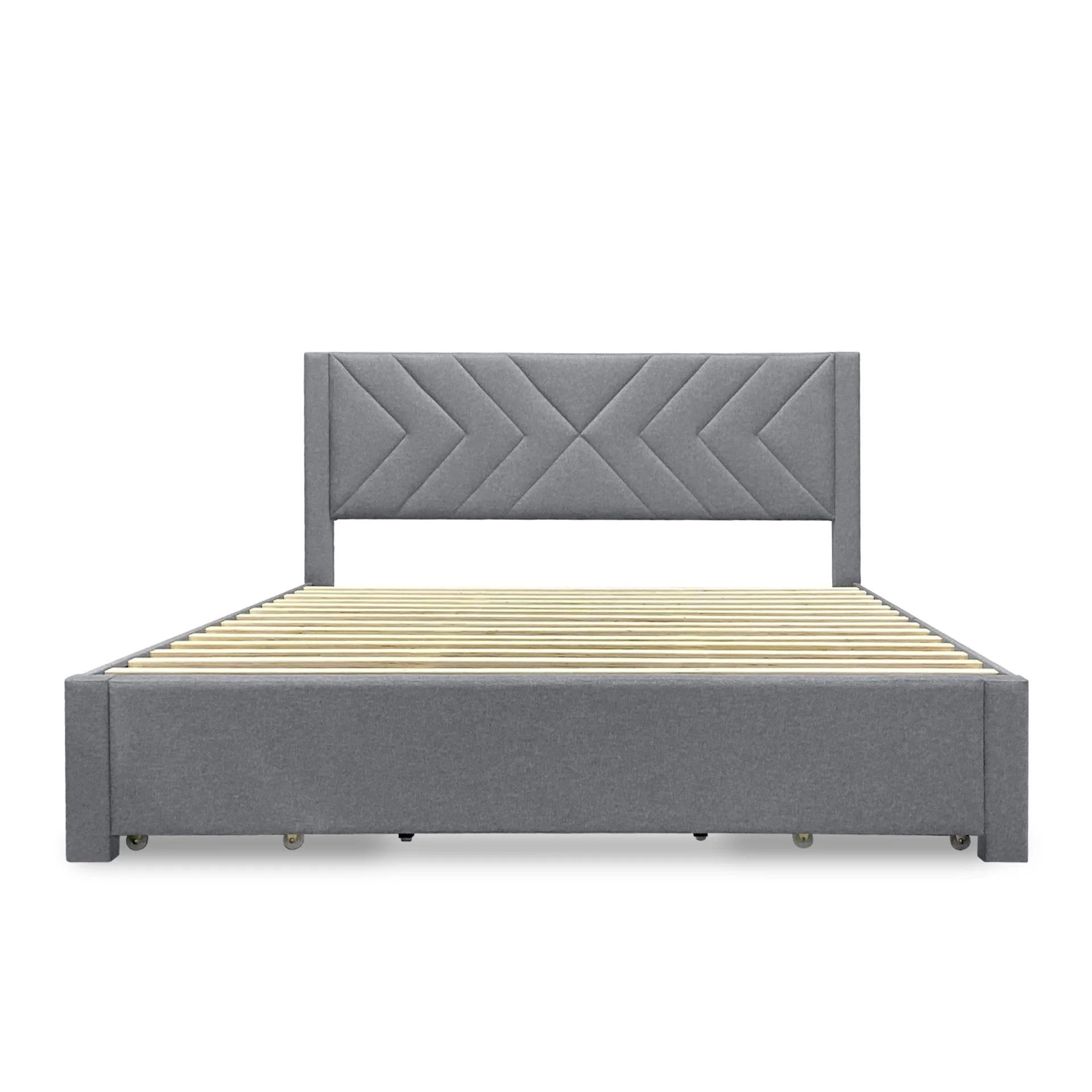 Haydon Super King Fabric Bed Frame with 4 Drawers - Light Grey - Image 8