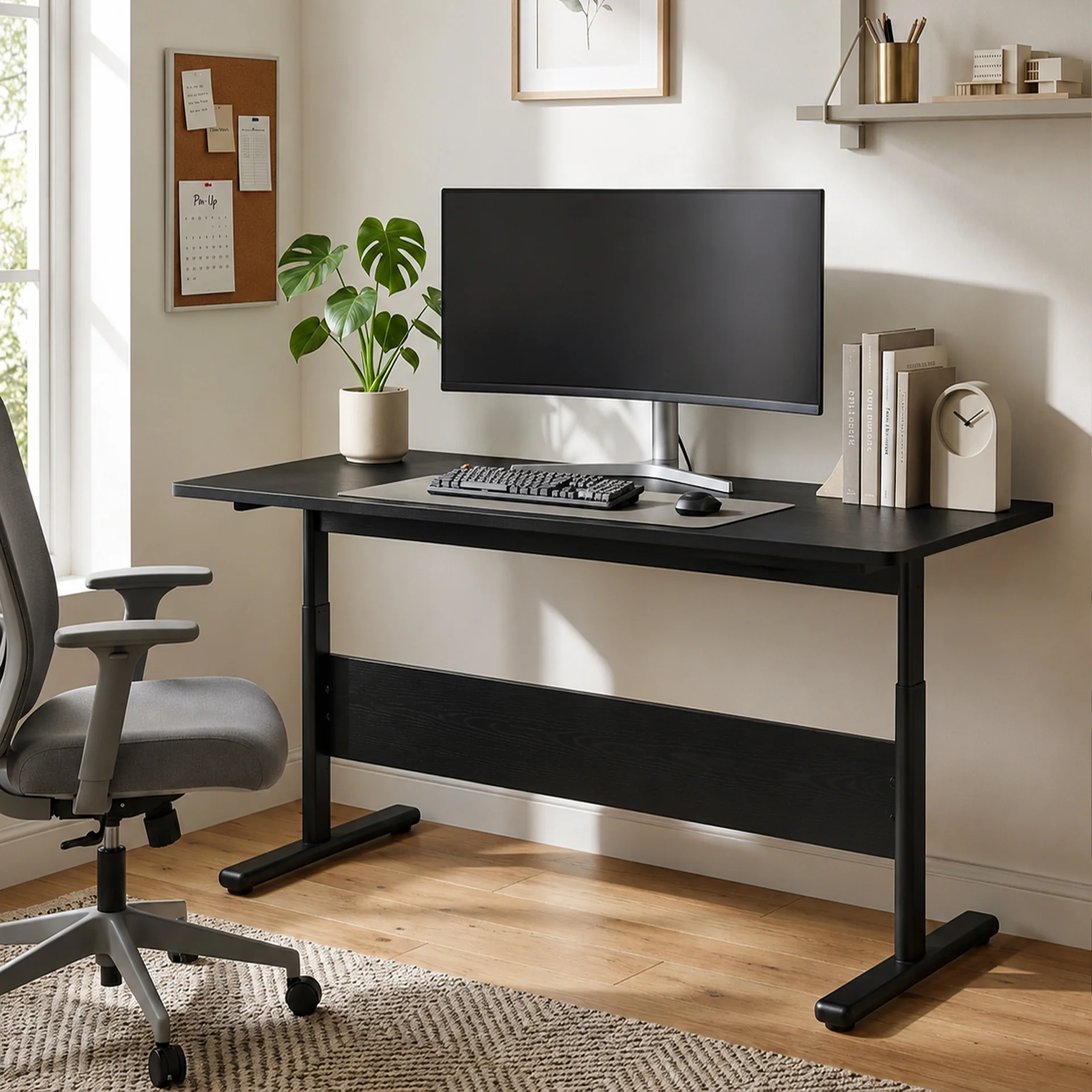 Hector 120cm Height-Adjustable Computer Desk - Black