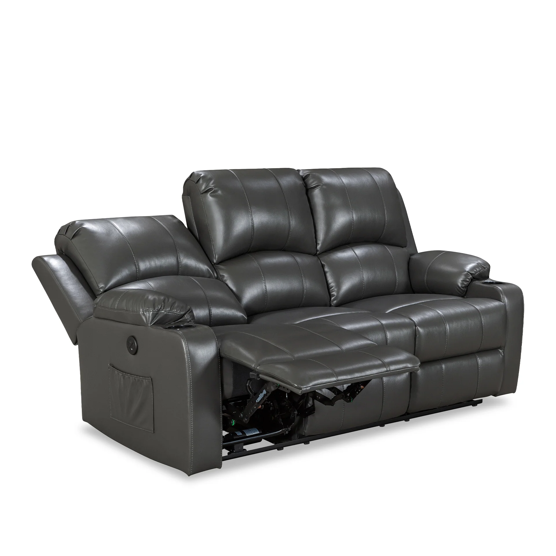 Henley Air Leather Electric 3 Seater Recliner Sofa - Grey - Image 12
