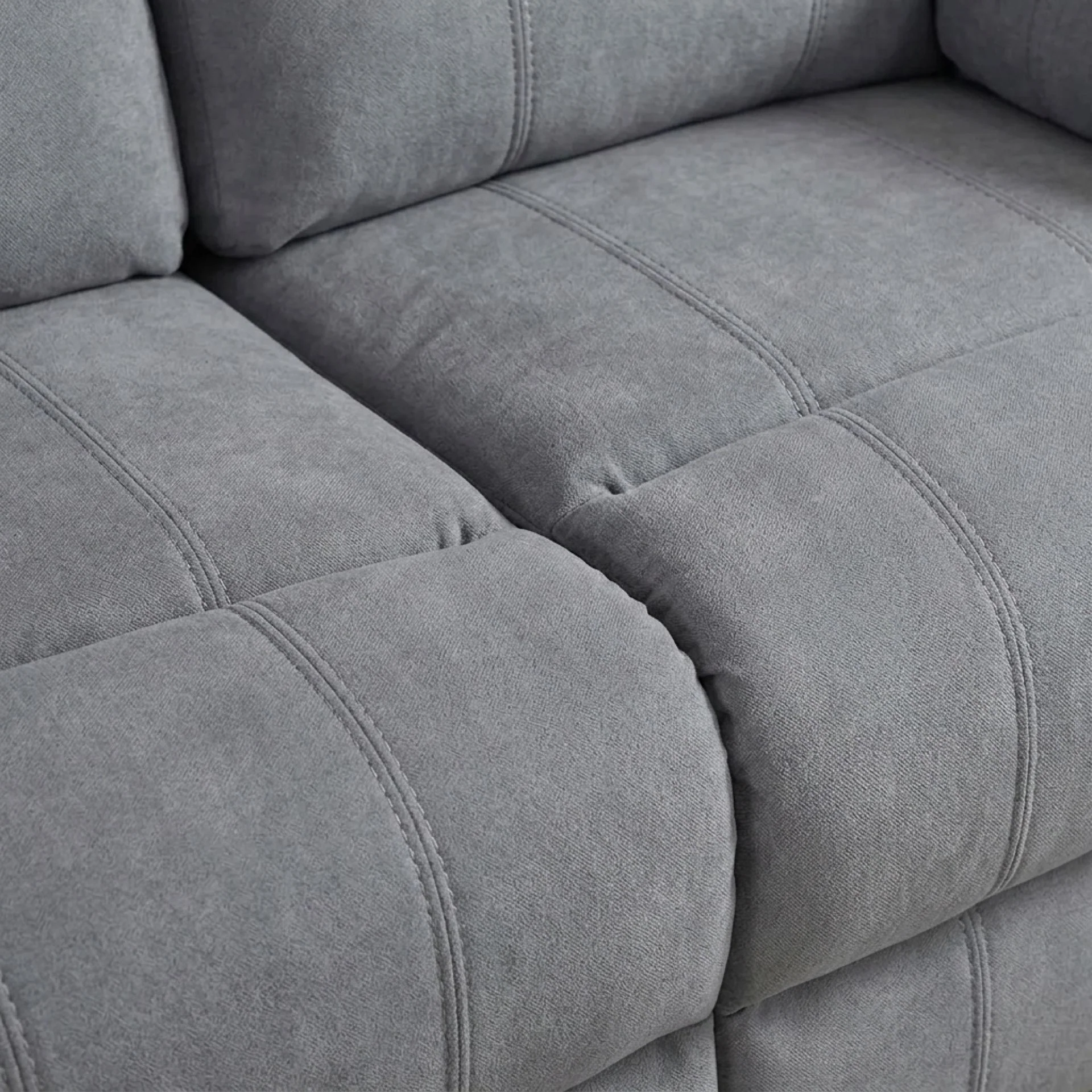 Henley Fabric Manual 3 Seater Recliner Sofa - Grey - Image 8