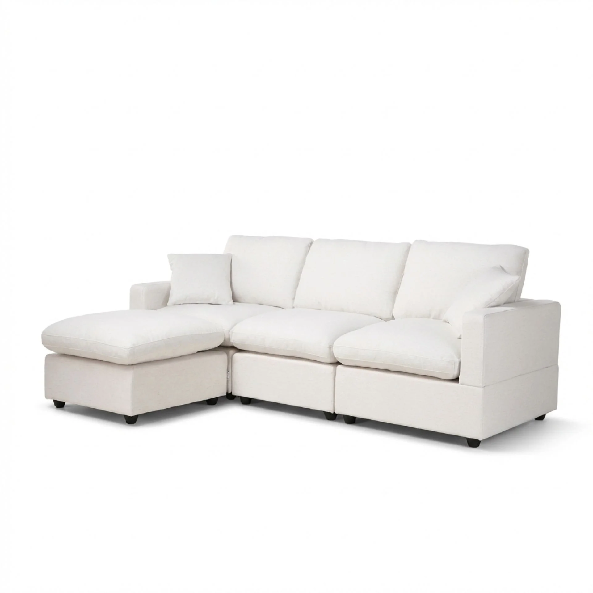 Hexham 3 Seater Modular Sofa with Ottoman - Linen Cream - Image 10