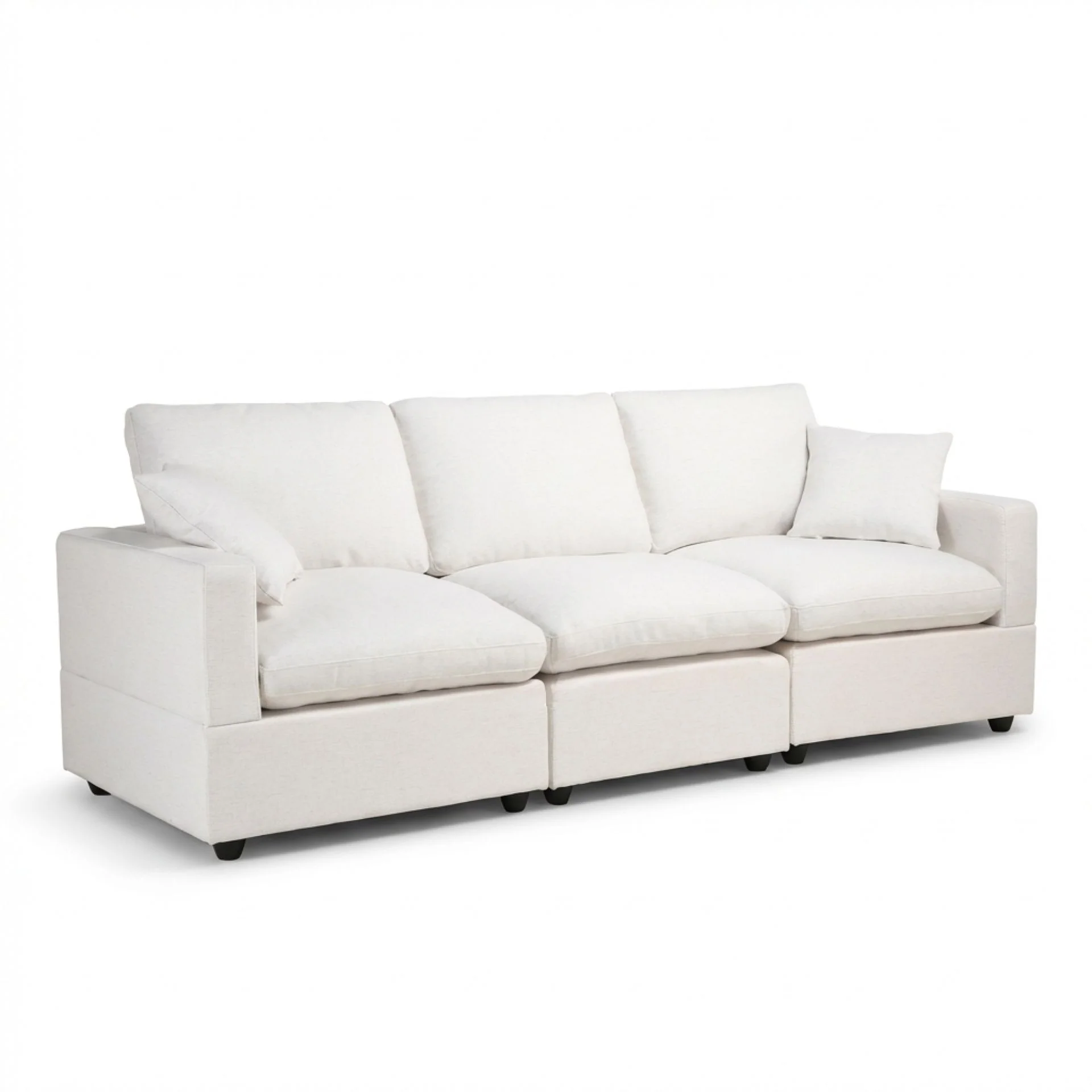 Hexham 3 Seater Modular Sofa with Ottoman - Linen Cream - Image 11