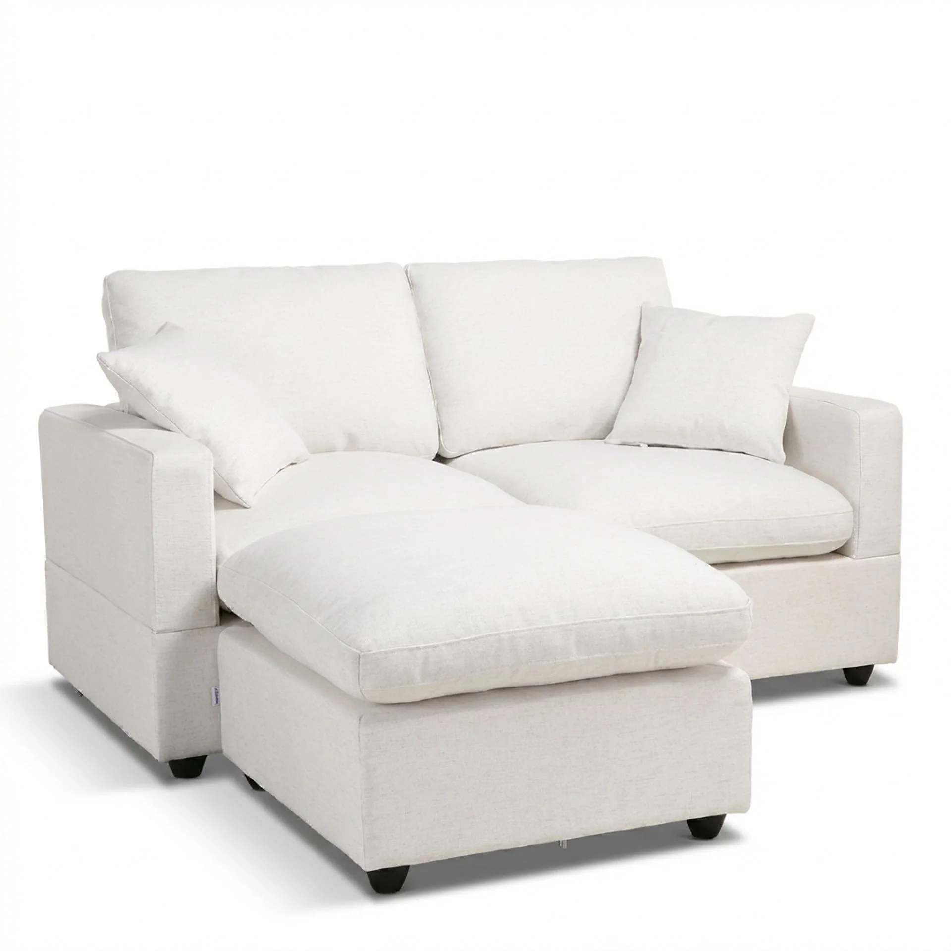 Hexham 3 Seater Modular Sofa with Ottoman - Linen Cream - Image 13