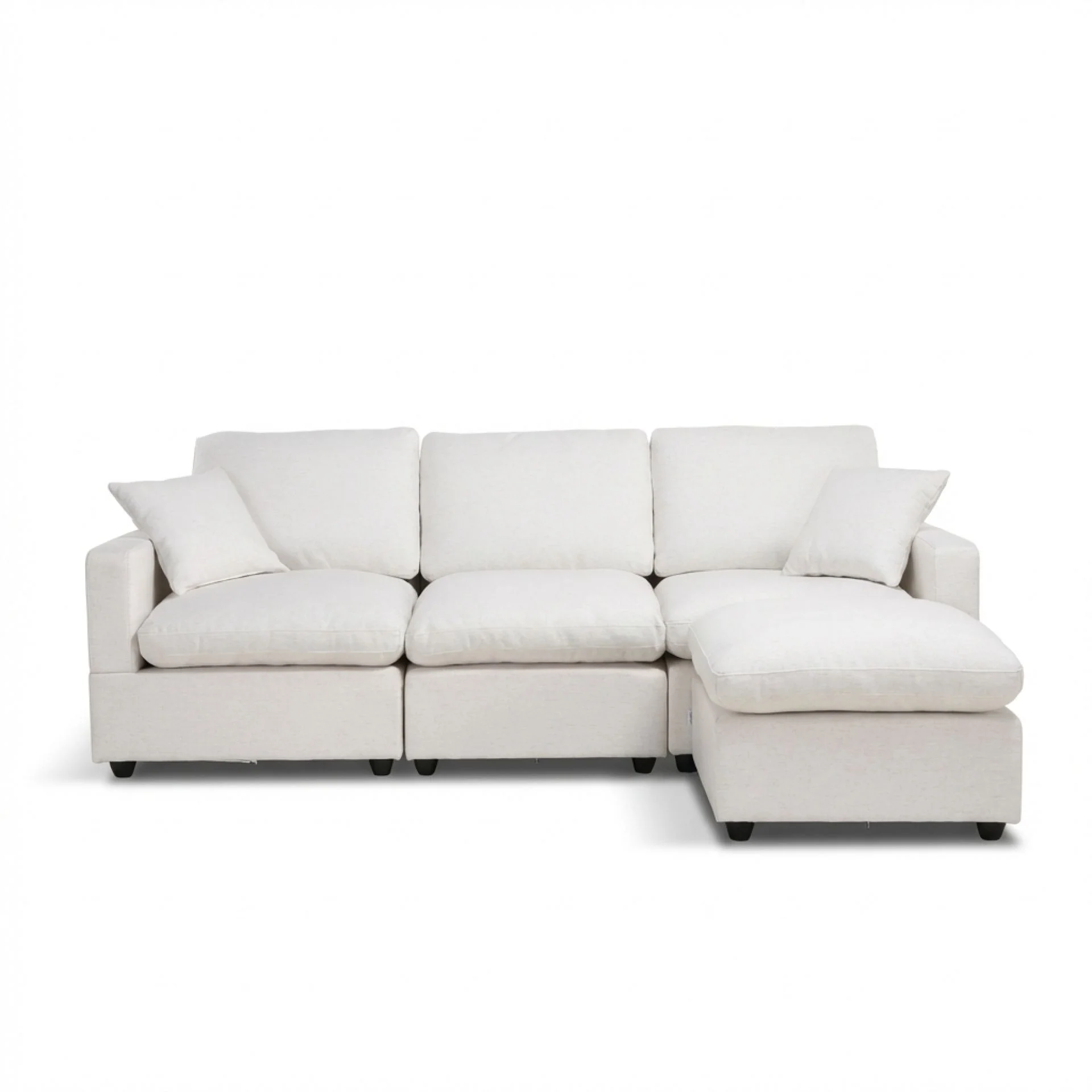 Hexham 3 Seater Modular Sofa with Ottoman - Linen Cream - Image 8
