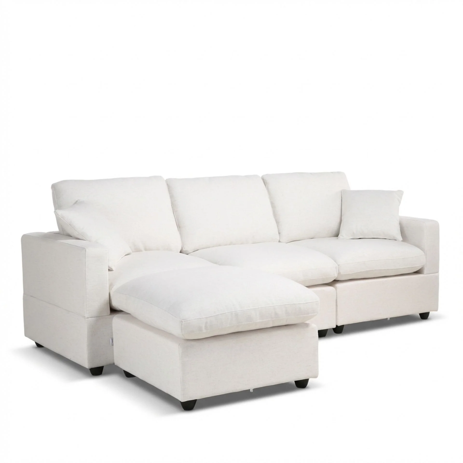 Hexham 3 Seater Modular Sofa with Ottoman - Linen Cream - Image 9