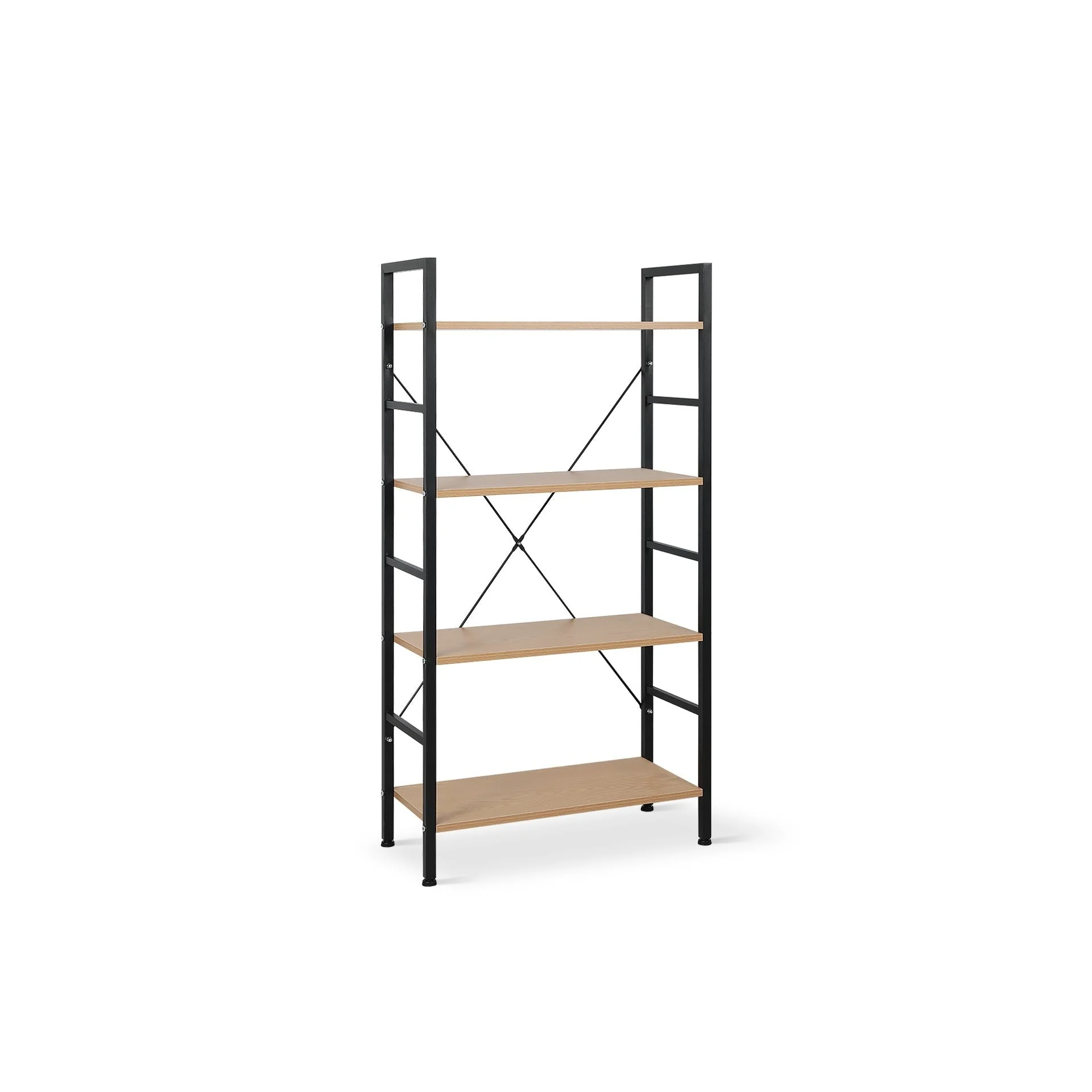 Hikuai 4 Tier Bookshelf - Natural + Black - Image 5
