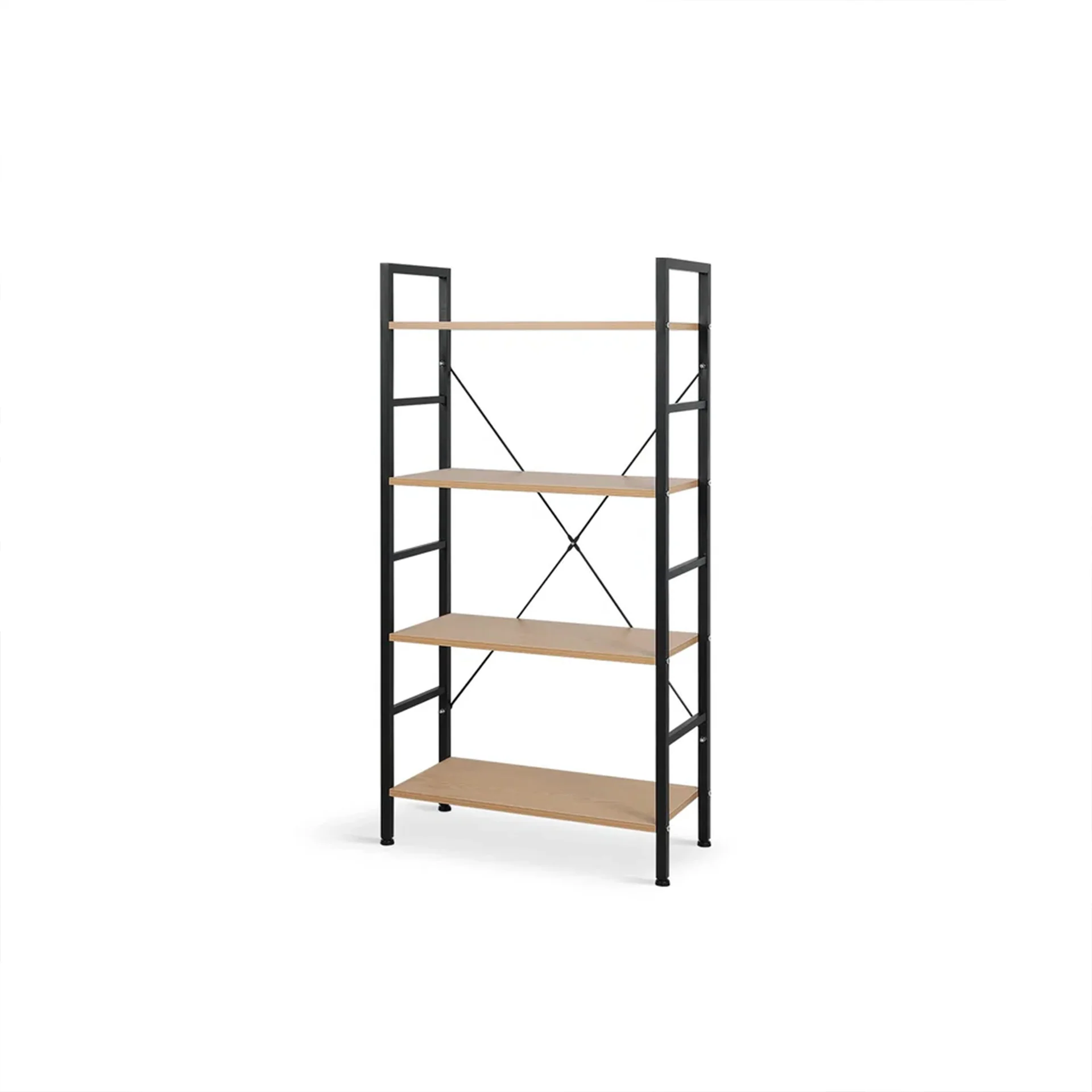 Hikuai 4 Tier Bookshelf - Natural + Black - Image 7
