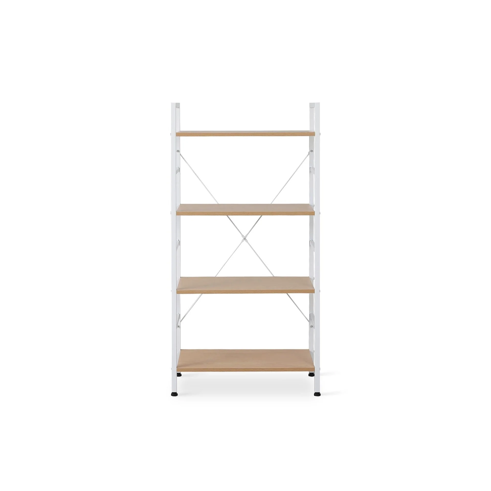 Hikuai 4 Tier Bookshelf - Natural + White - Image 6