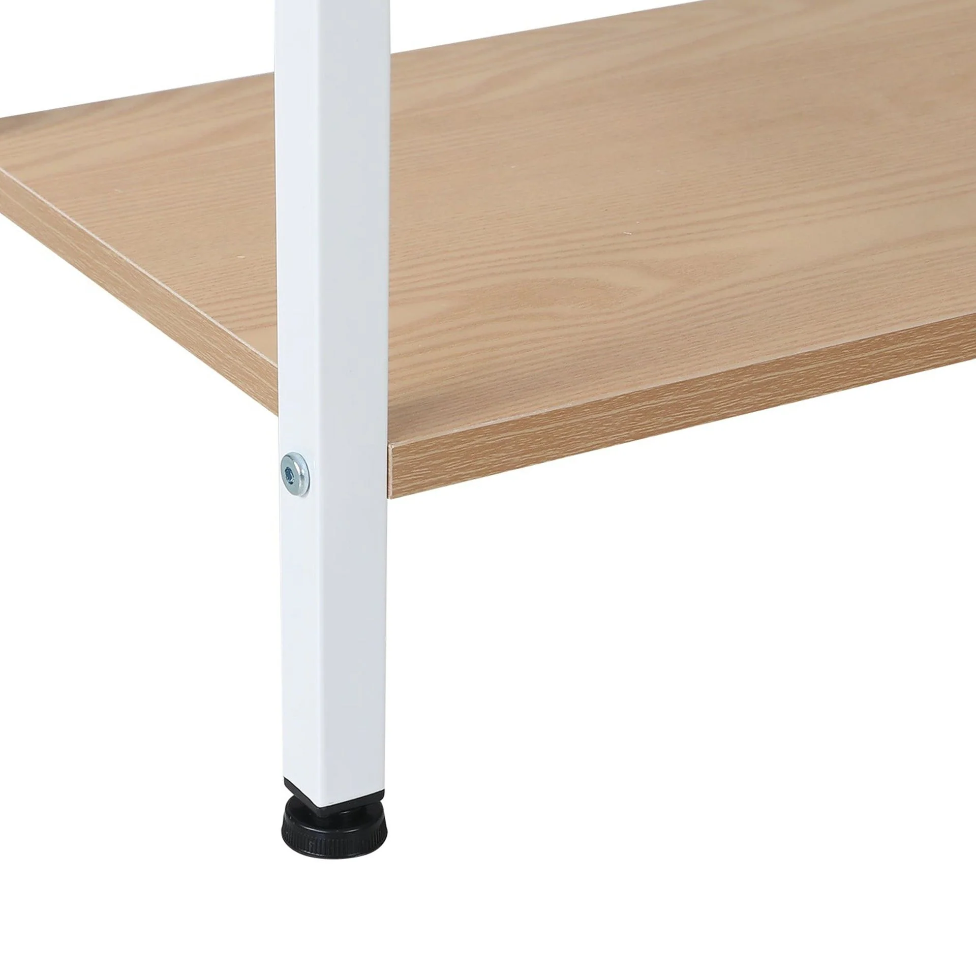 Hikuai 4 Tier Bookshelf - Natural + White - Image 7