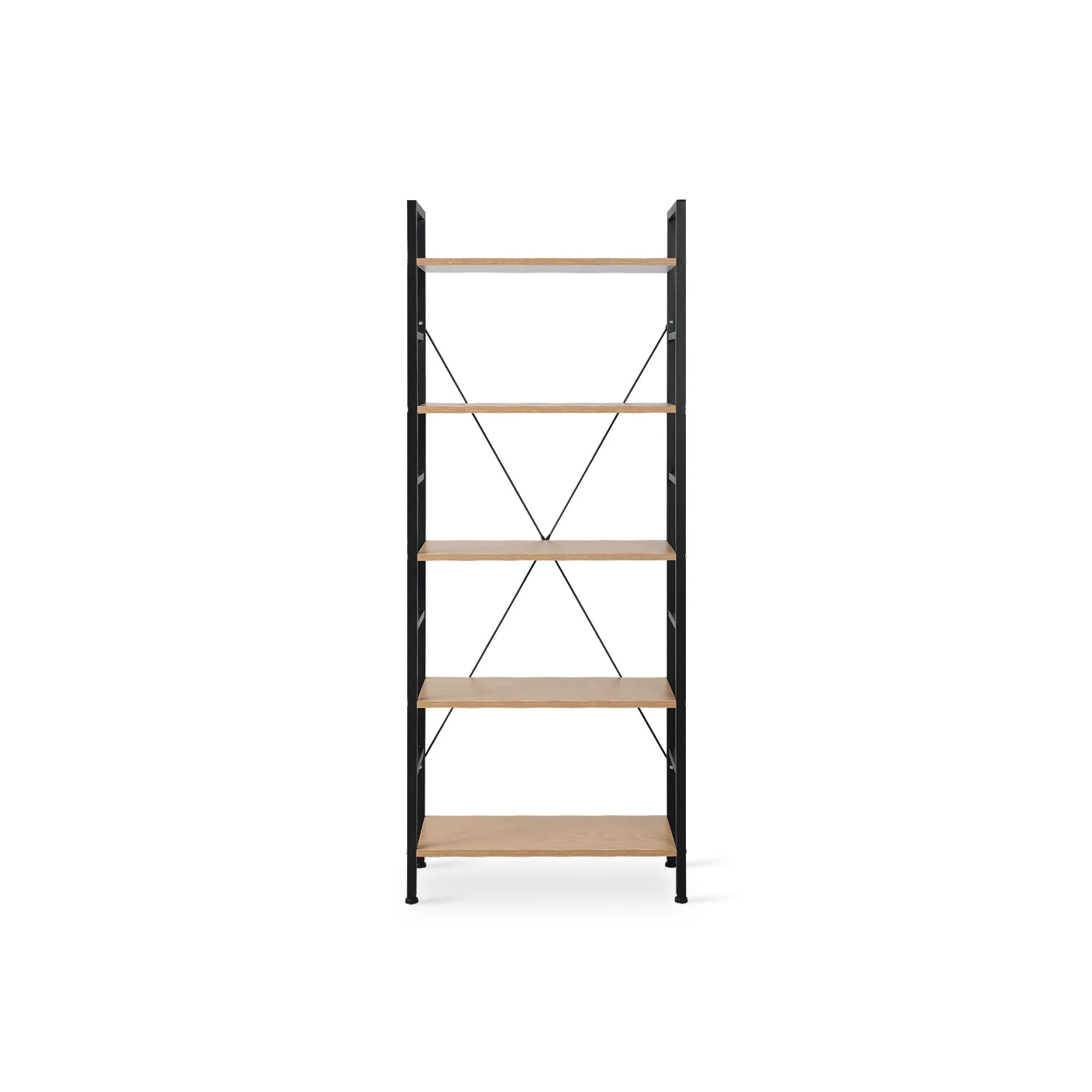 Hikuai 5 Tier Bookshelf - Natural + Black - Image 6