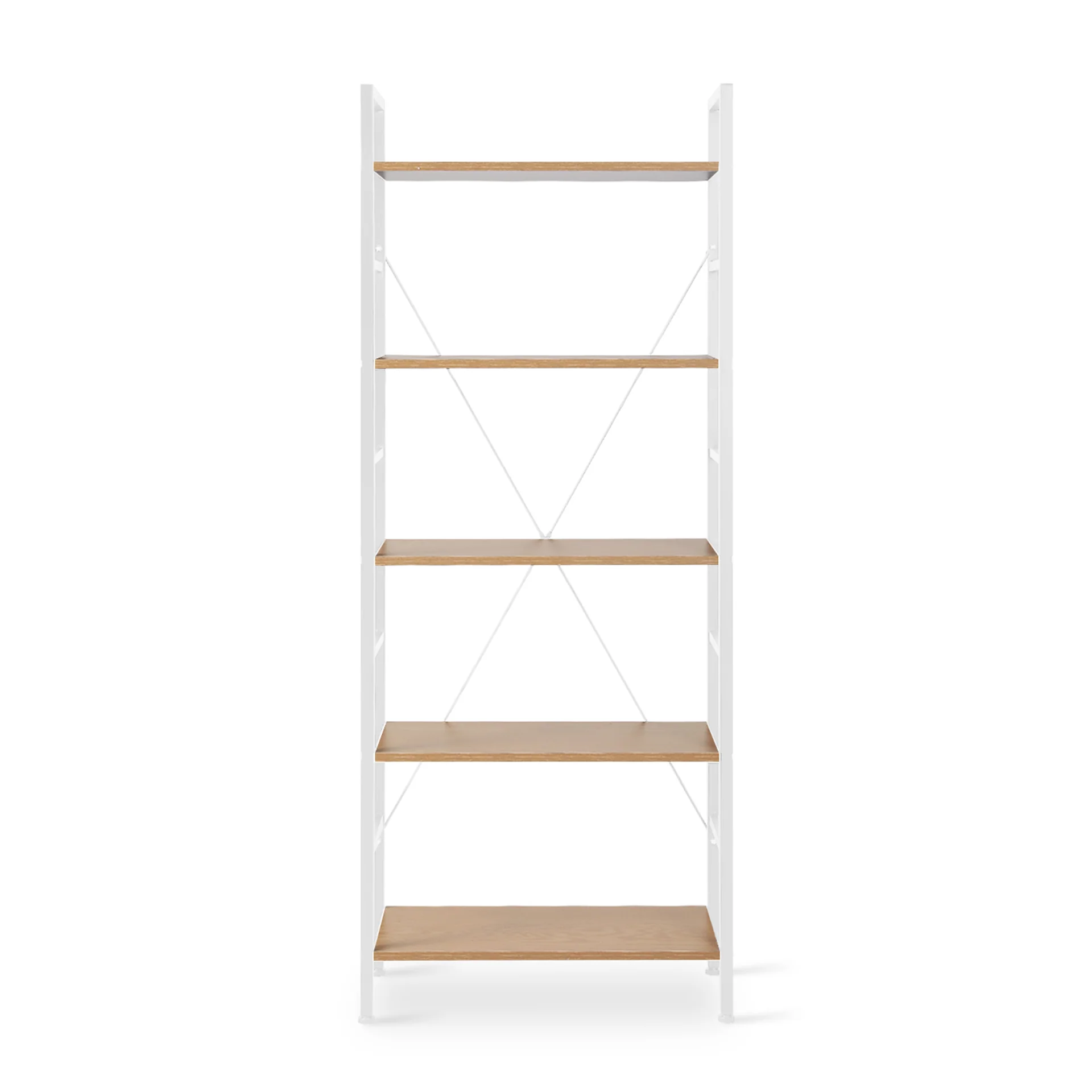 Hikuai 5 Tier Bookshelf - Natural + White - Image 6