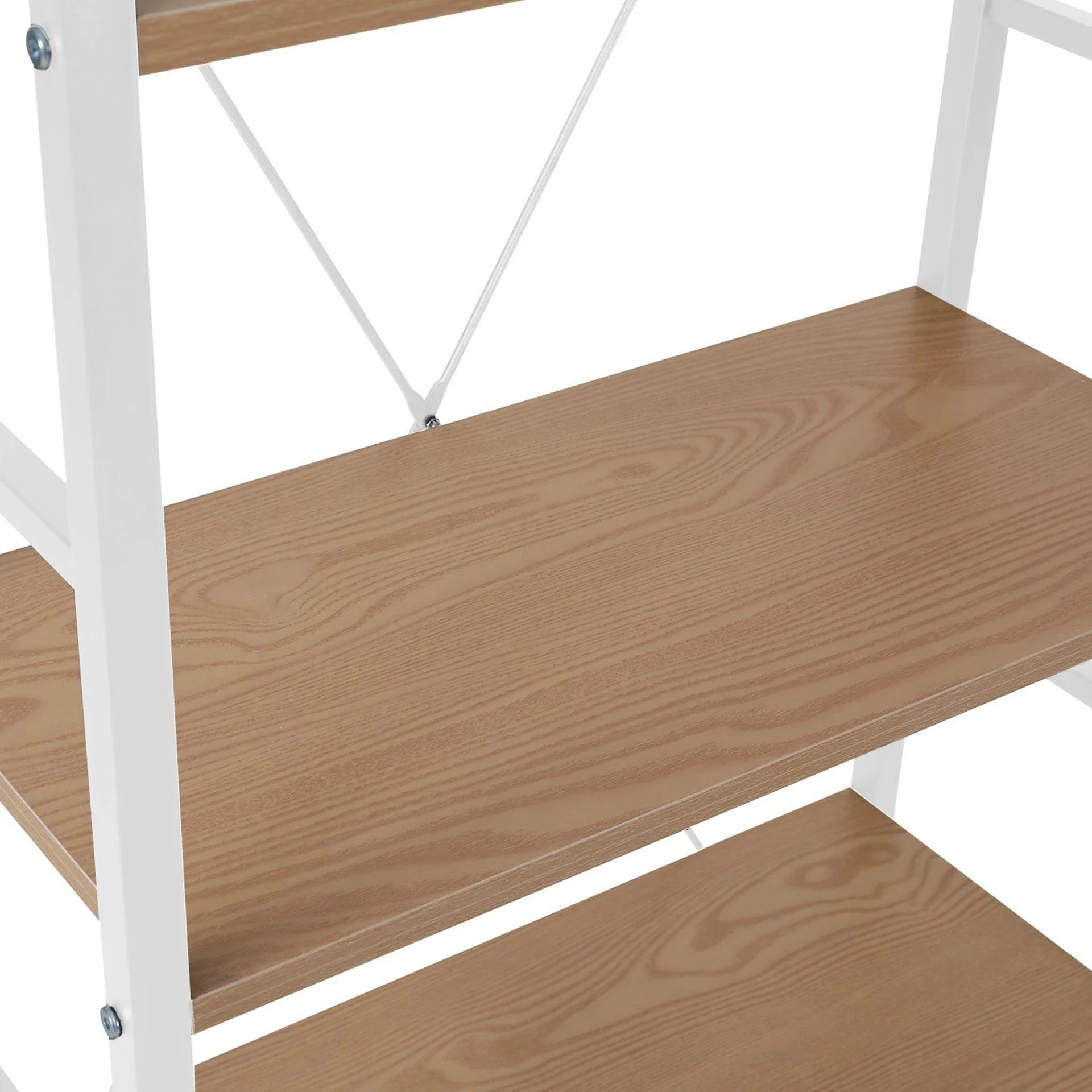 Hikuai 5 Tier Bookshelf - Natural + White - Image 7