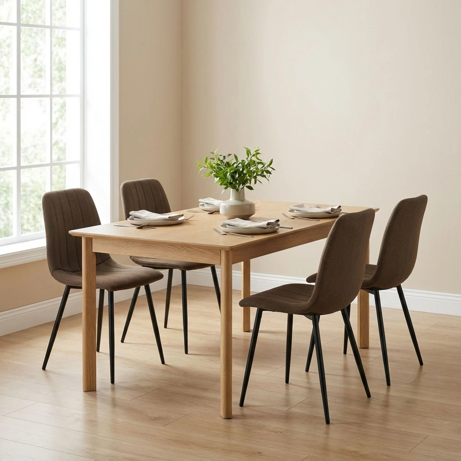 Holland Fabric Dining Chair - Set of 4 - Brown - Image 5