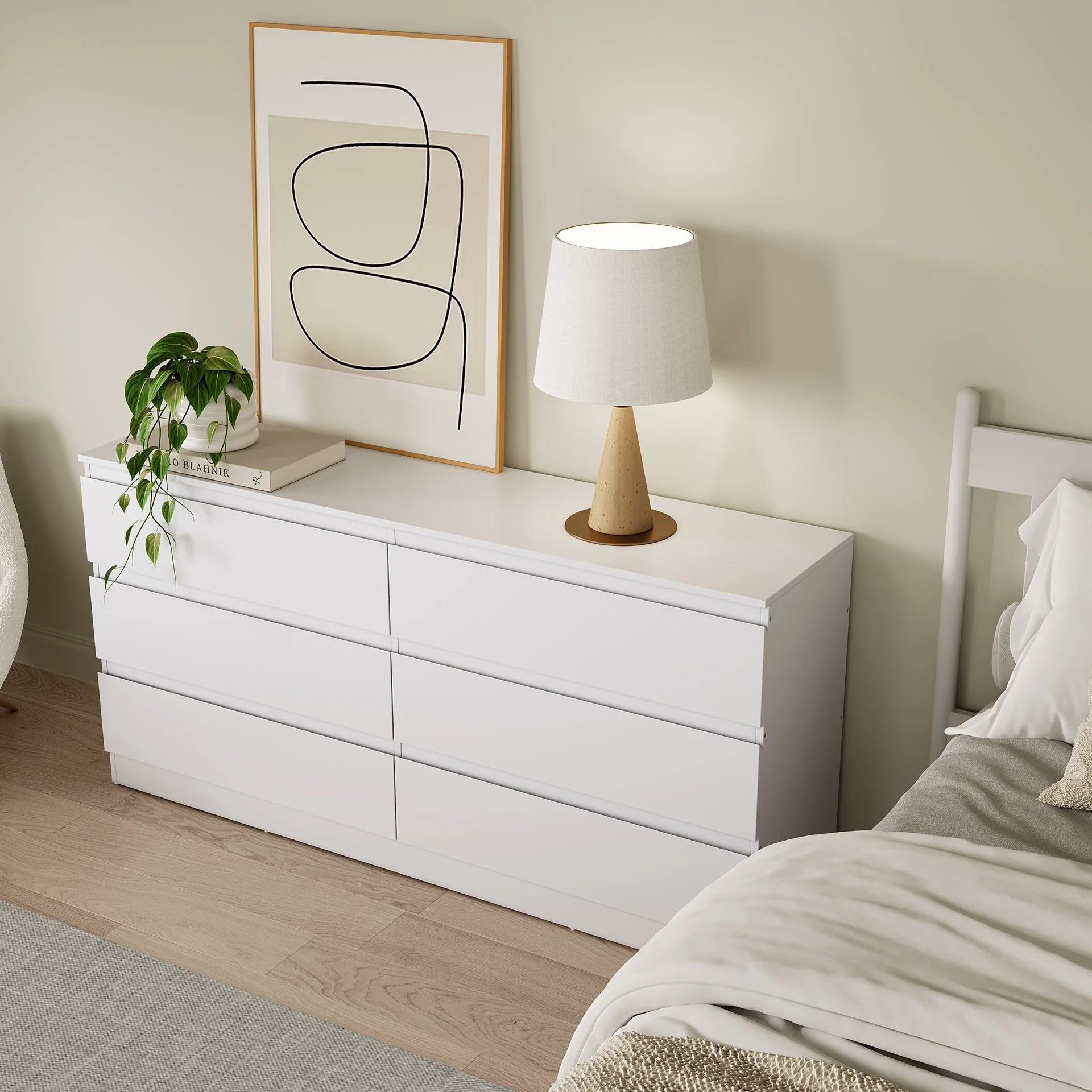 Hollis 6 Drawers Low Boy - White - Image 8