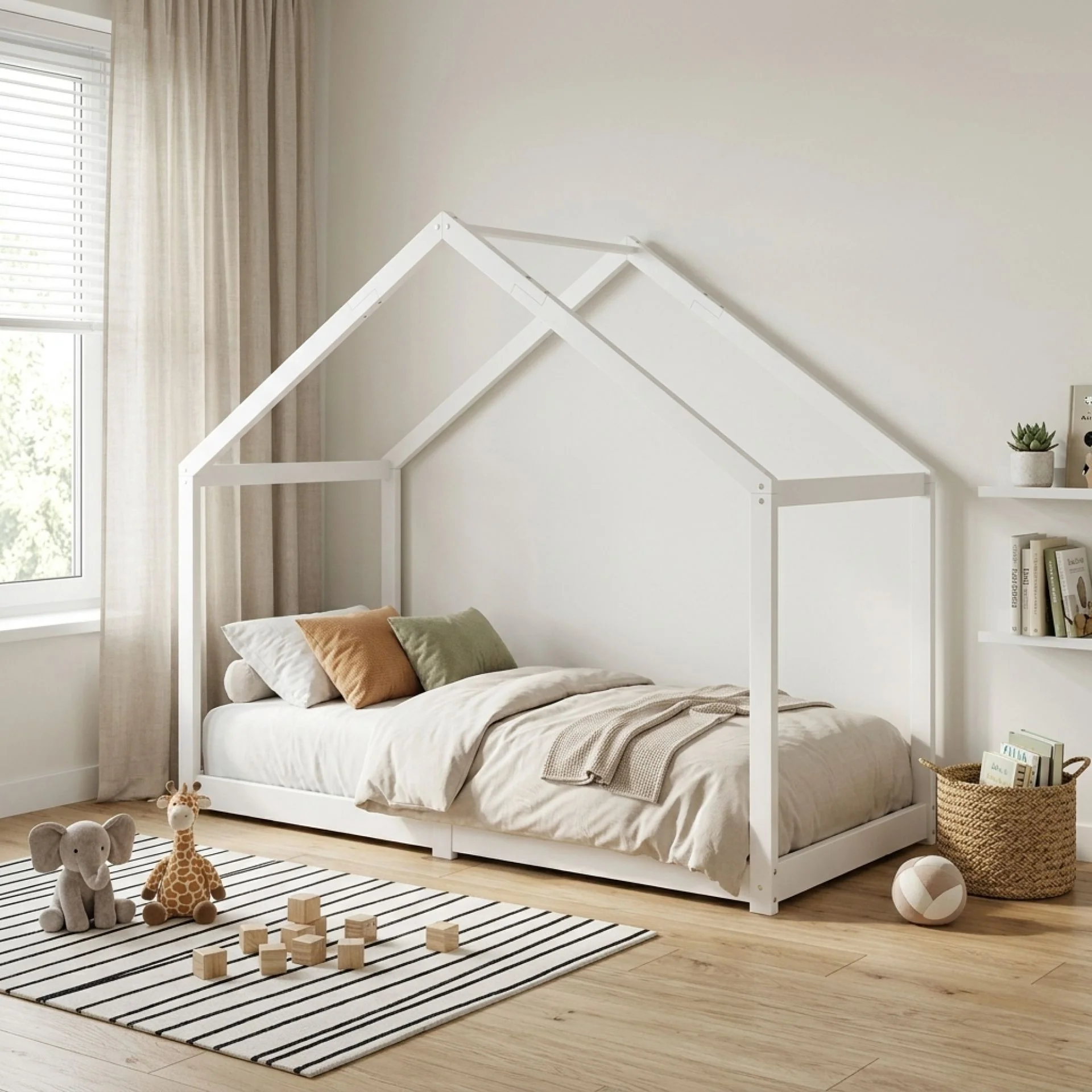 Homi Single Wooden Bed Frame - White