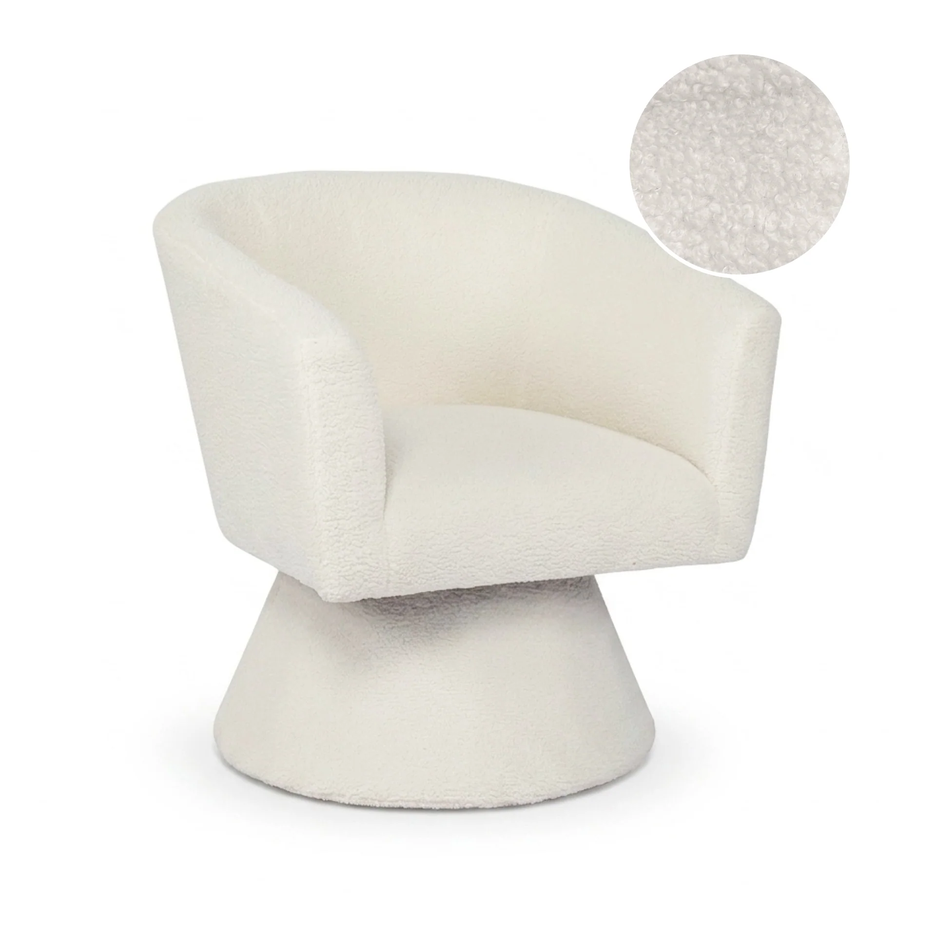 Hug Boucle Swivel Armchair - White - Image 7