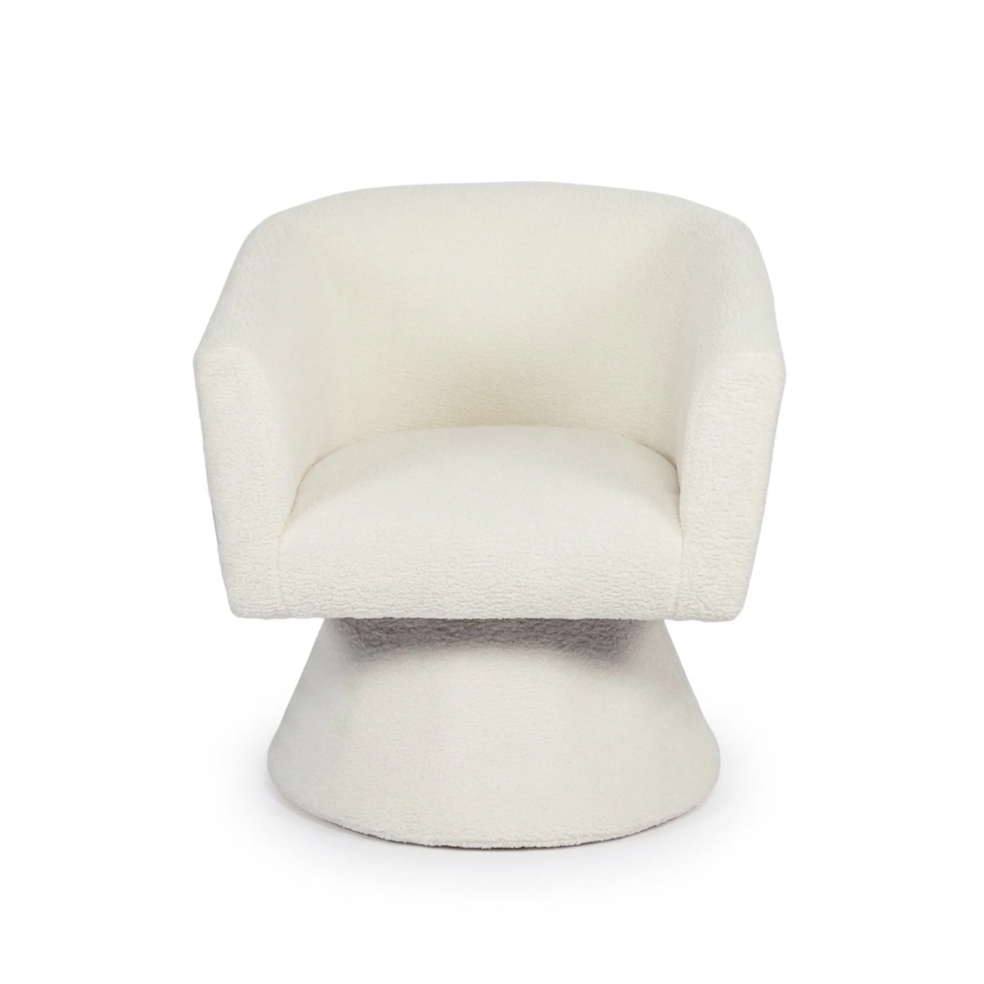 Hug Boucle Swivel Armchair - White - Image 8