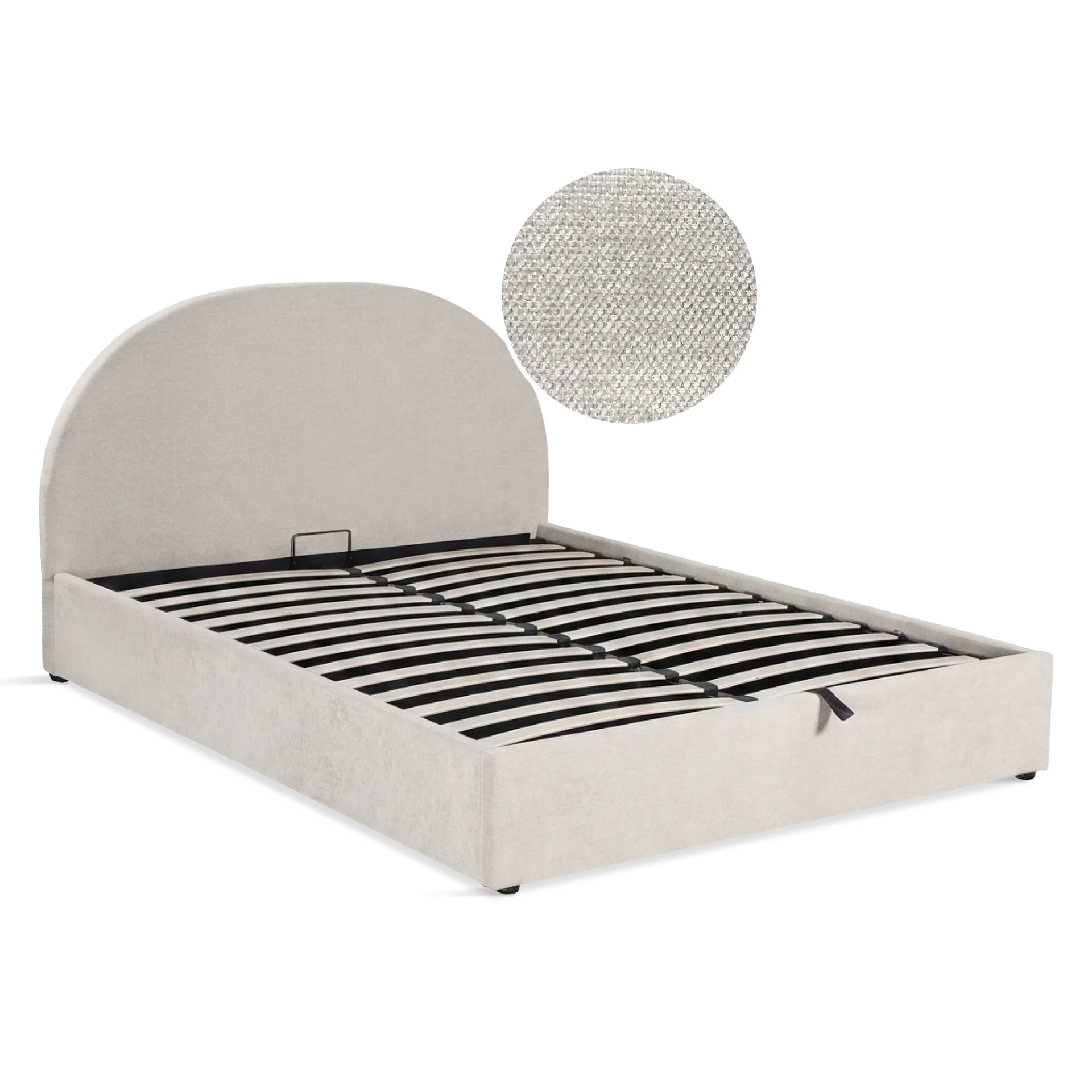 Isabella Queen Gas Lift Bed Frame - Linen Beige - Image 11