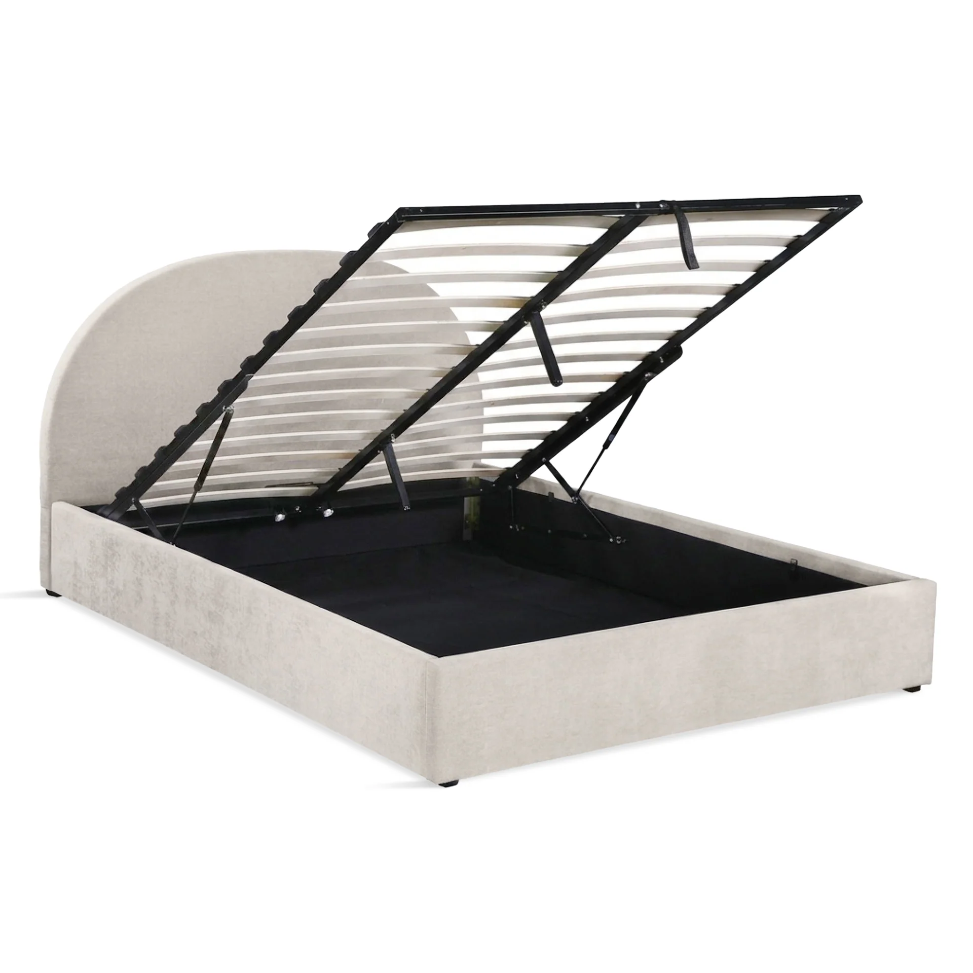 Isabella Queen Gas Lift Bed Frame - Linen Beige - Image 13