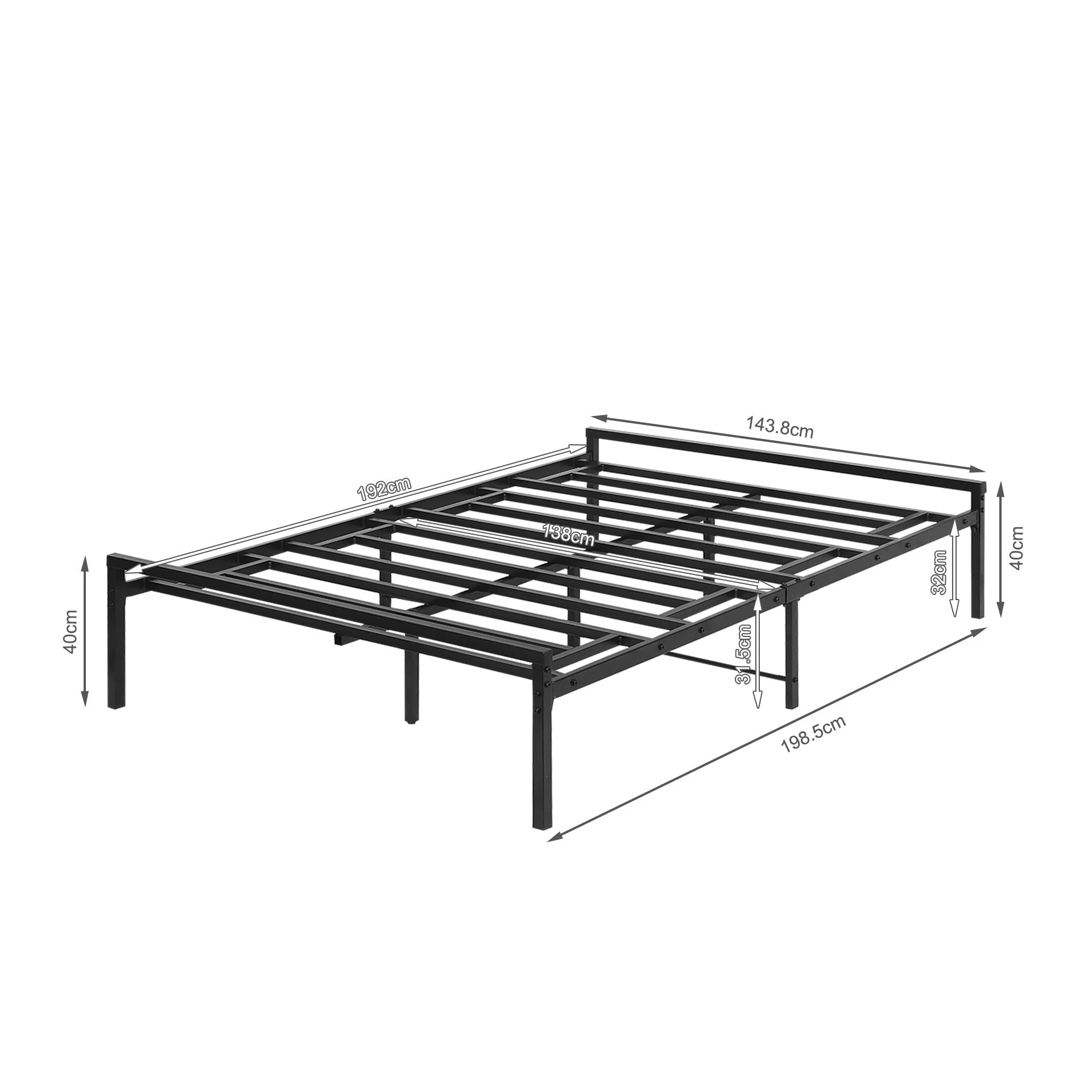 Isla Double Metal Bed Frame - Black - Image 11