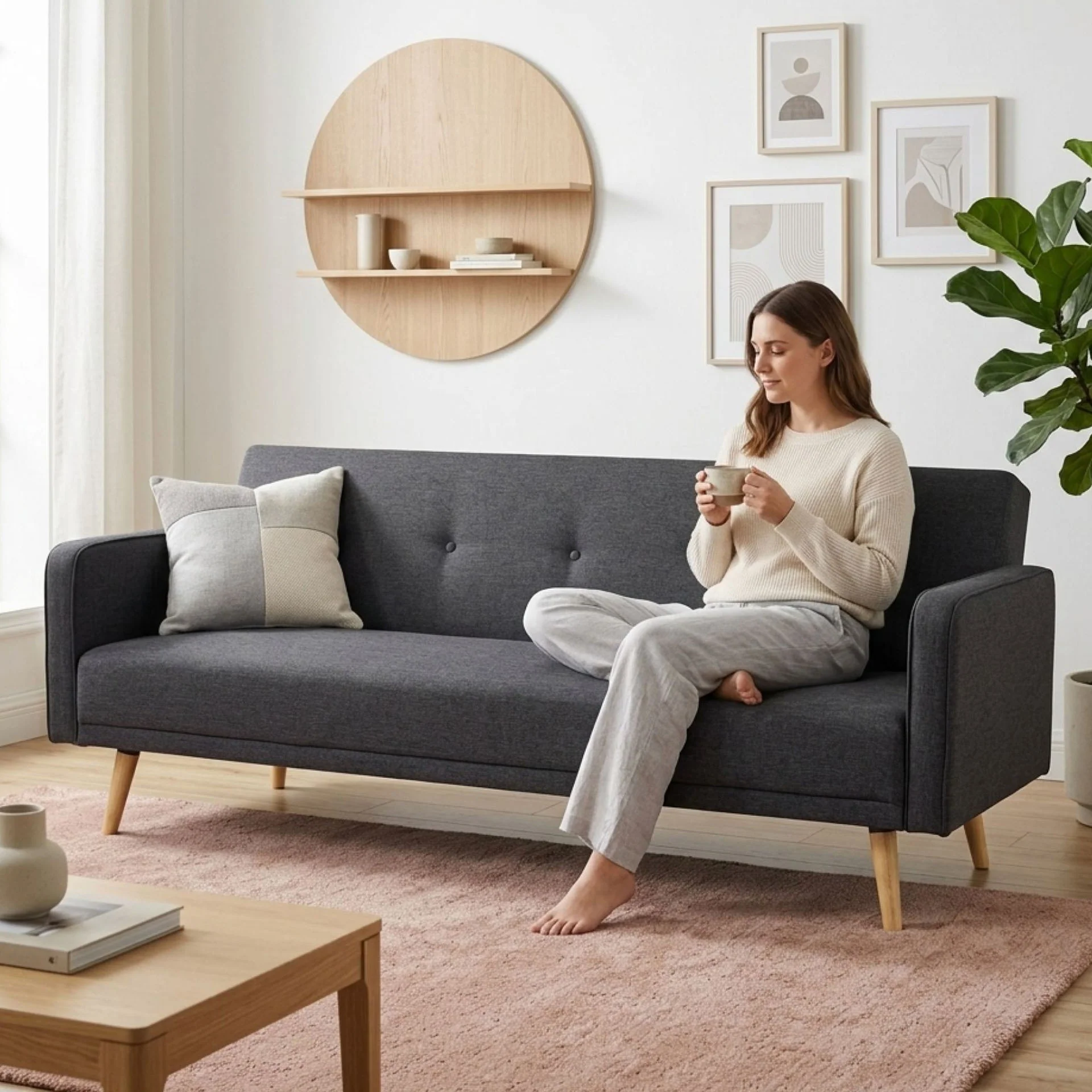 Jarrod 3 Seater Sofa Bed - Dark Grey