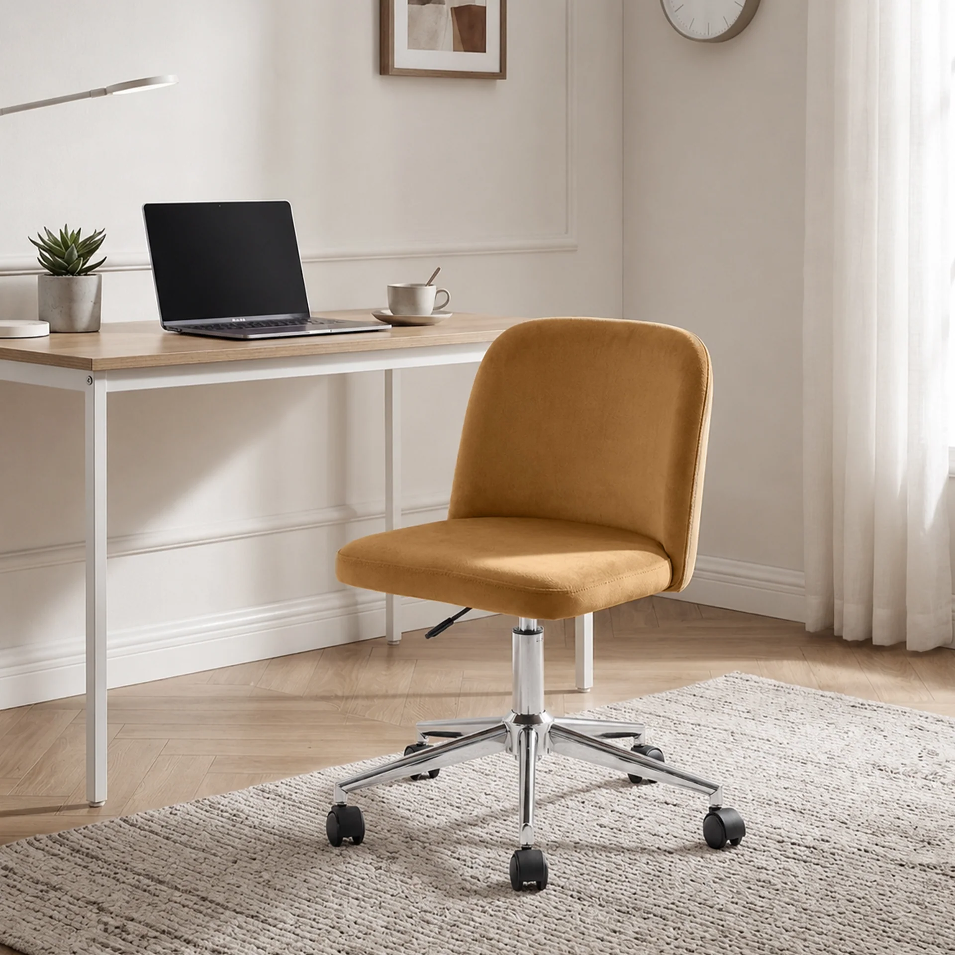 Jones Velvet Office Chair - Ochre