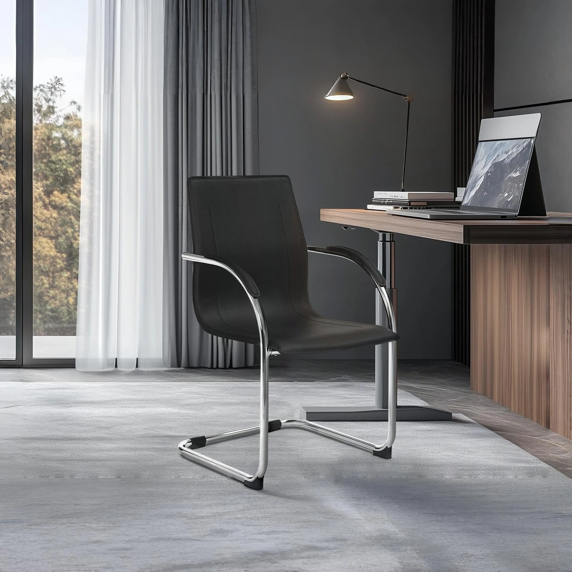 Jose PVC Cantilever Office Chair - Black